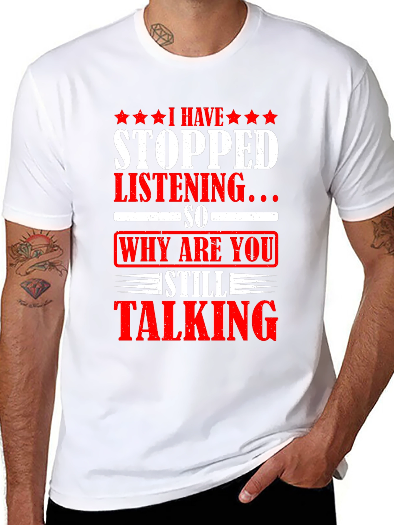 Black Funny Sarcastic Graphic T-Shirt - Why Are You Still Talking? view 8