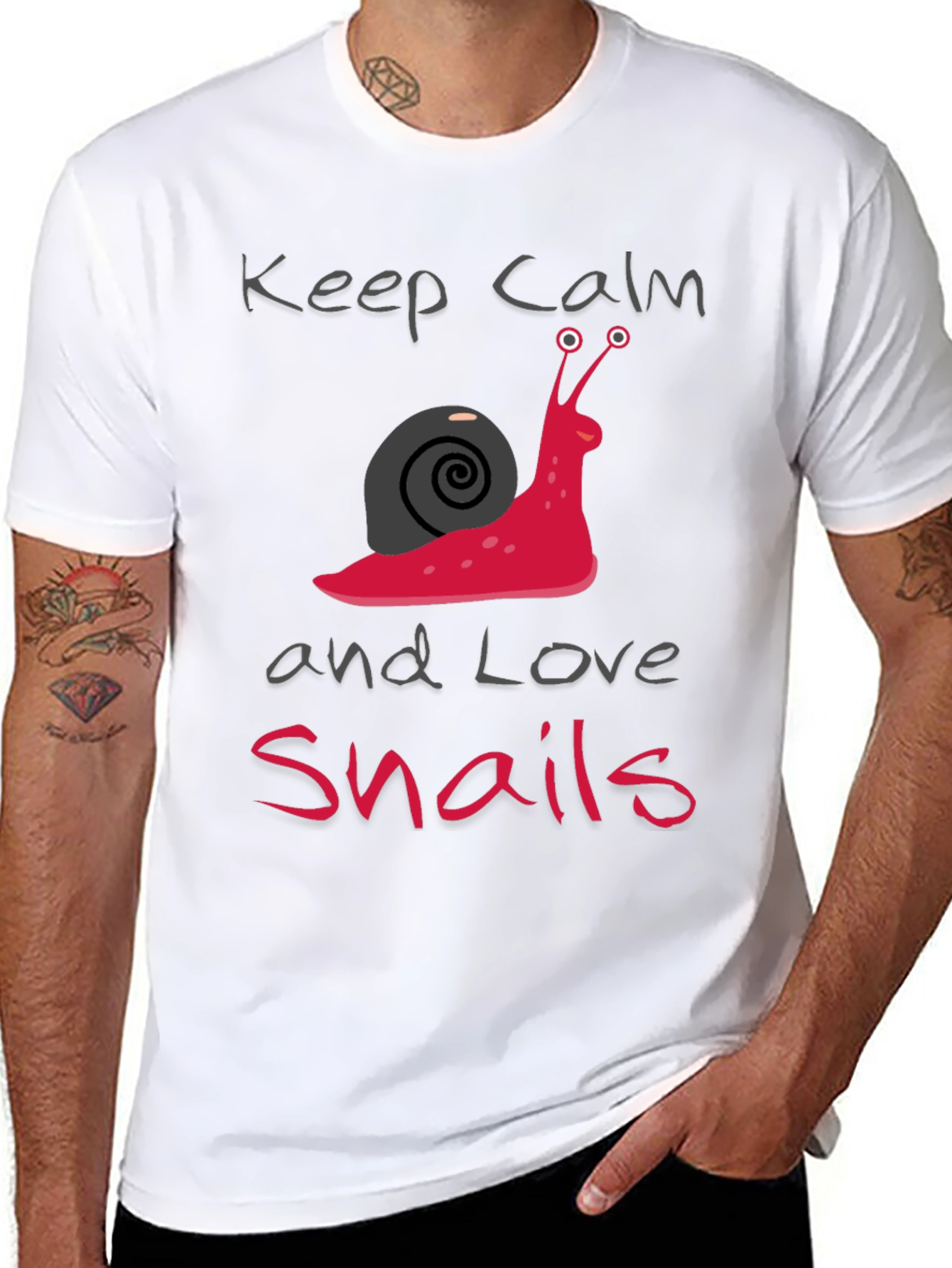 Black Keep Calm and Love Snails Black T-Shirt view 8