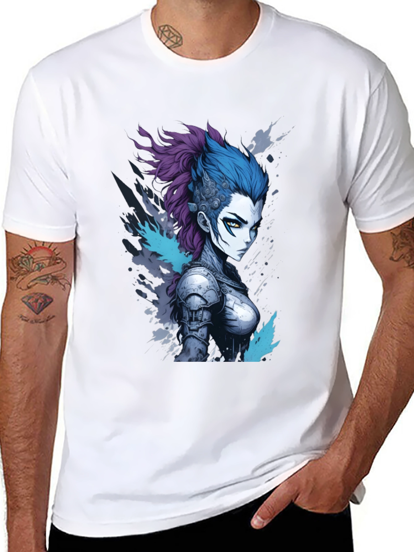 Black Anime Warrior Graphic Tee - Cool Design view 8