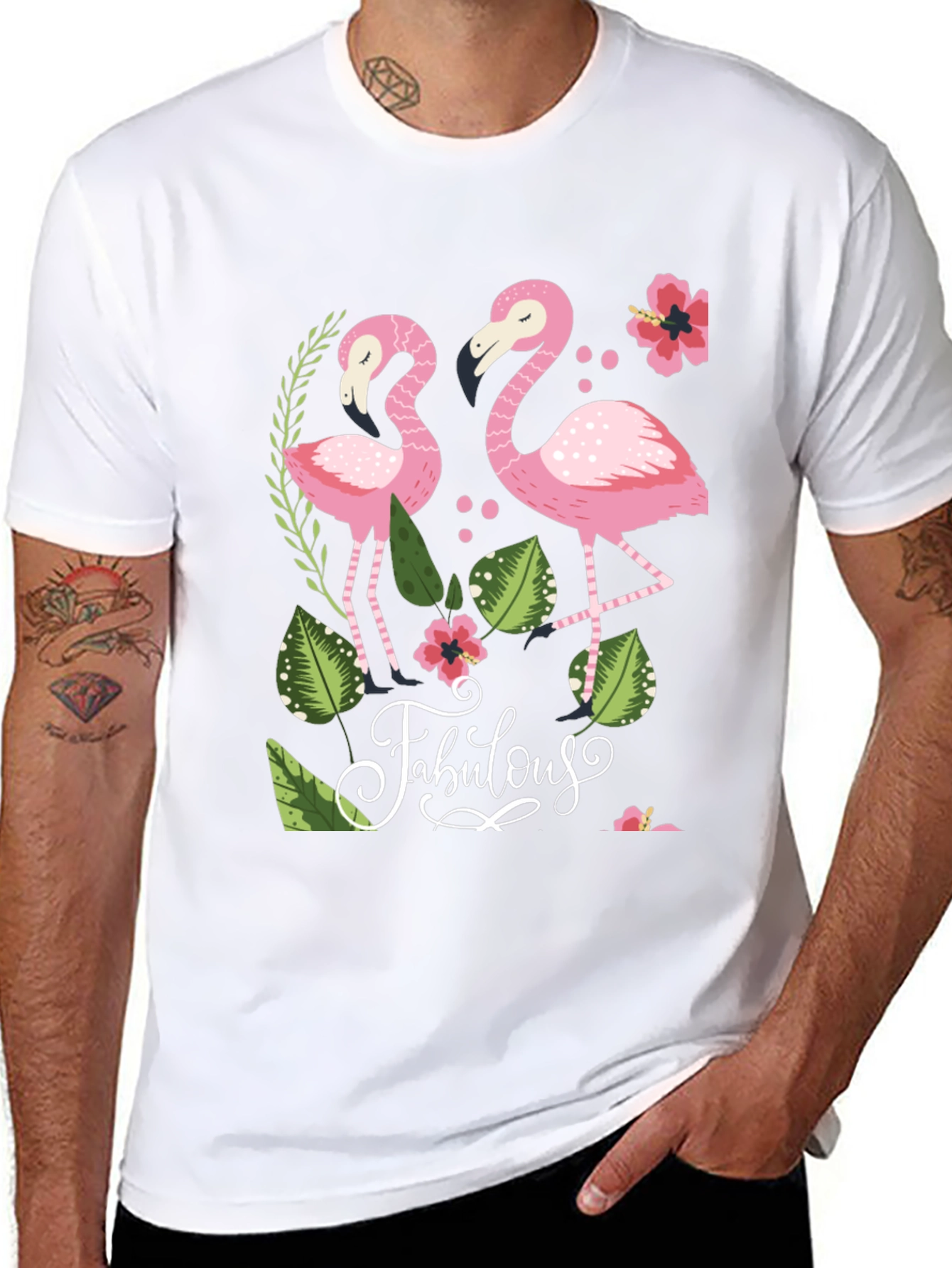 Black Fabulous Flamingo Graphic T-Shirt view 8
