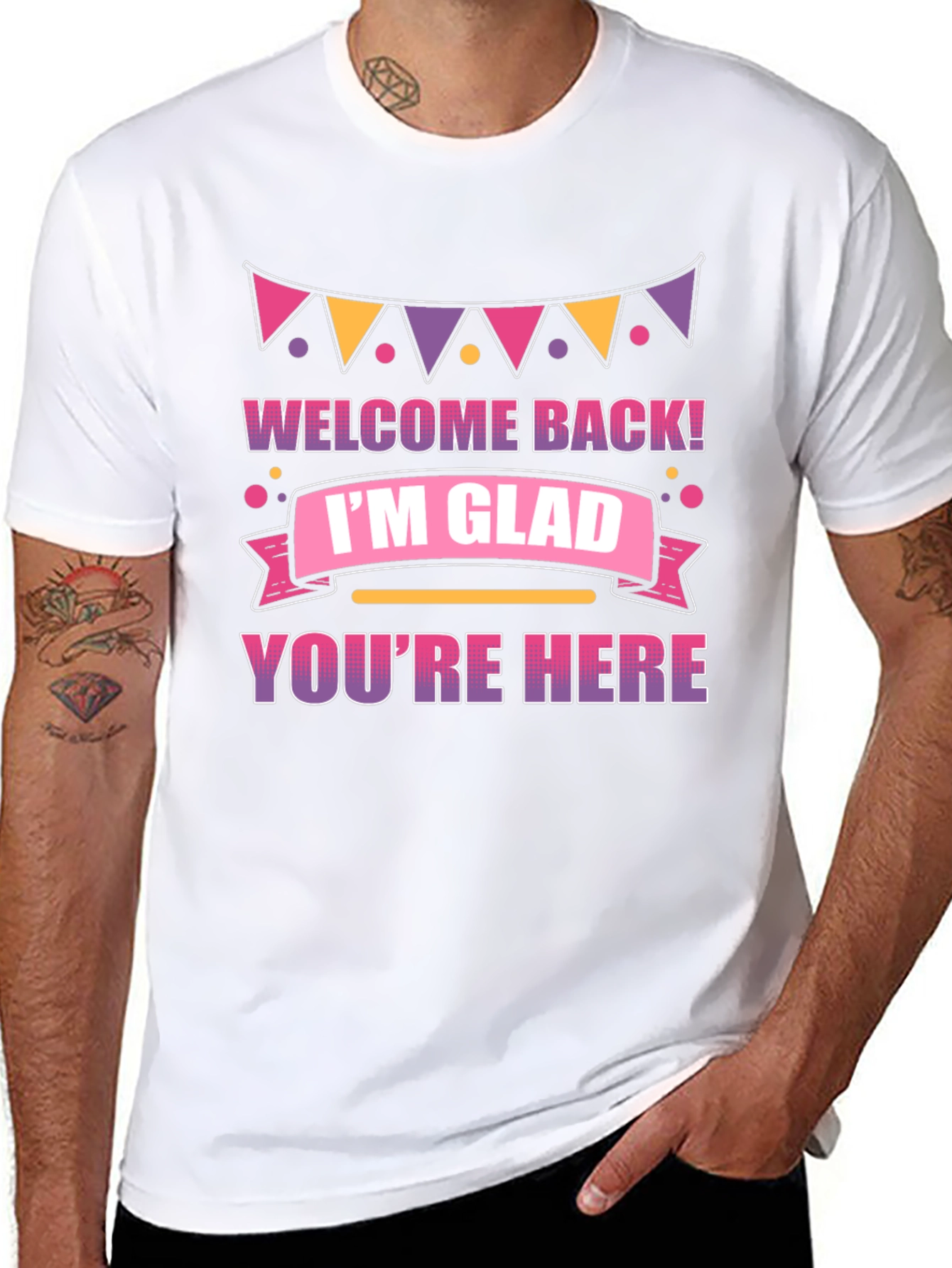Black Welcome Back I'm Glad You're Here T-Shirt view 8