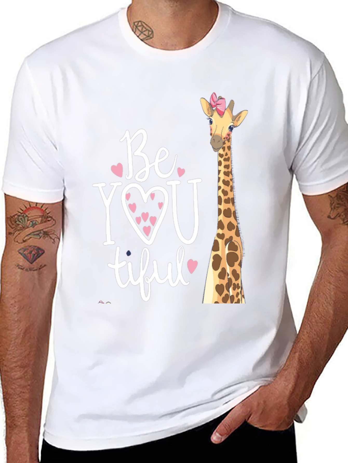 Black BeYOUtiful Giraffe Graphic Tee - Unisex Black T-Shirt view 8