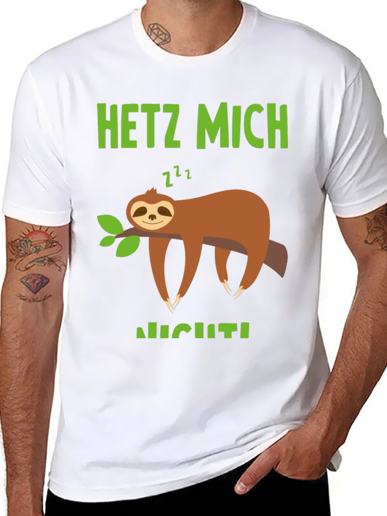 Black Relaxed Sloth Graphic Tee - Hetz Mich Nicht view 8