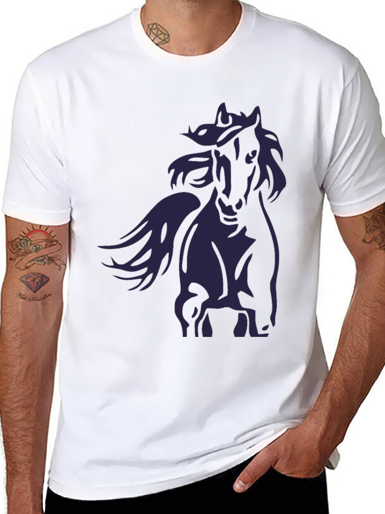 Black Black Horse Graphic T-Shirt - Stylish Men's Tee view 8