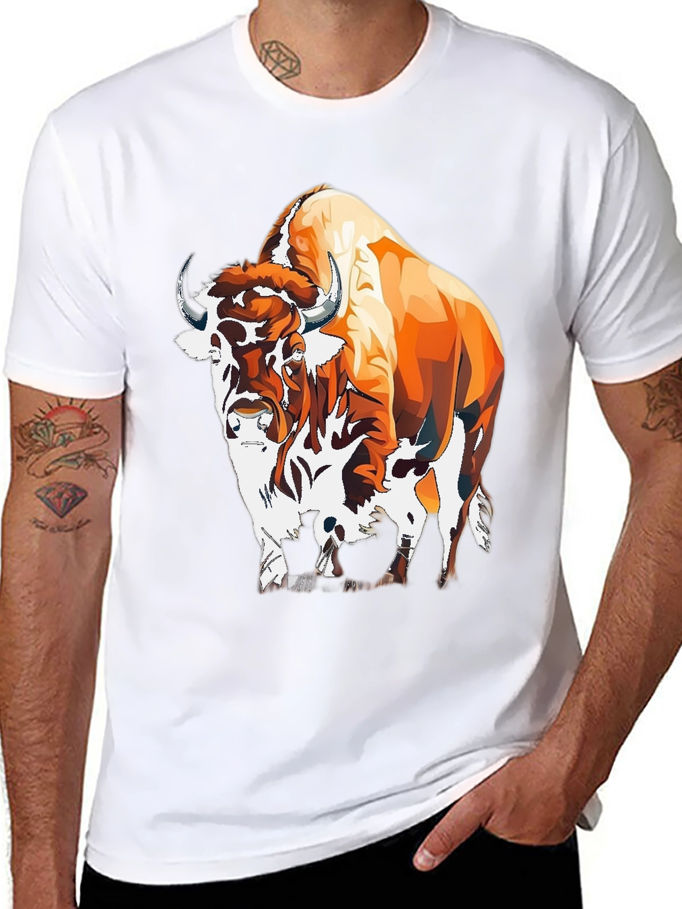 Black Bison Graphic Tee - Bold Animal Print view 8