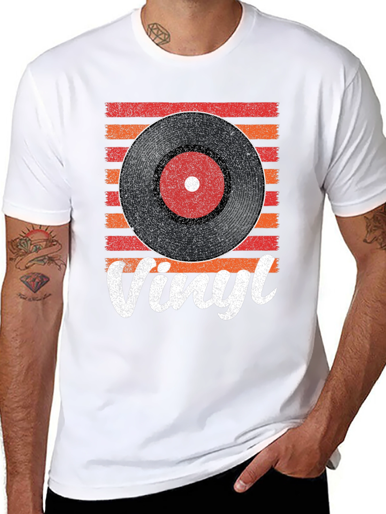 Black Vintage Vinyl Record Graphic Tee - Retro Music Lover Shirt view 8