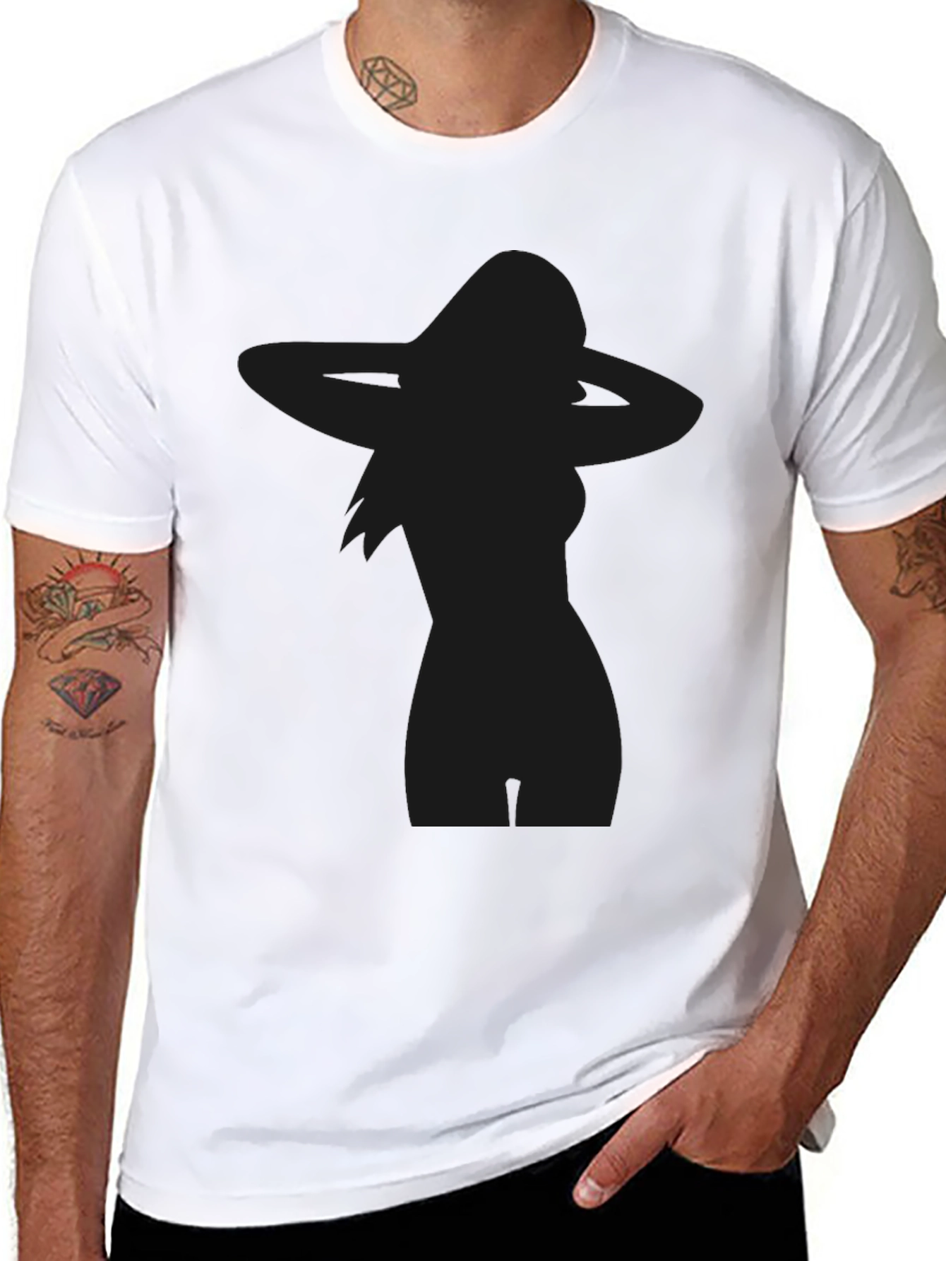 Black Silhouette Tee - Sexy Woman Print view 8