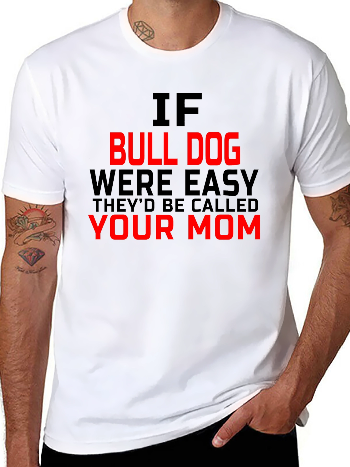 Black Funny Bulldog Your Mom Black T-Shirt view 8
