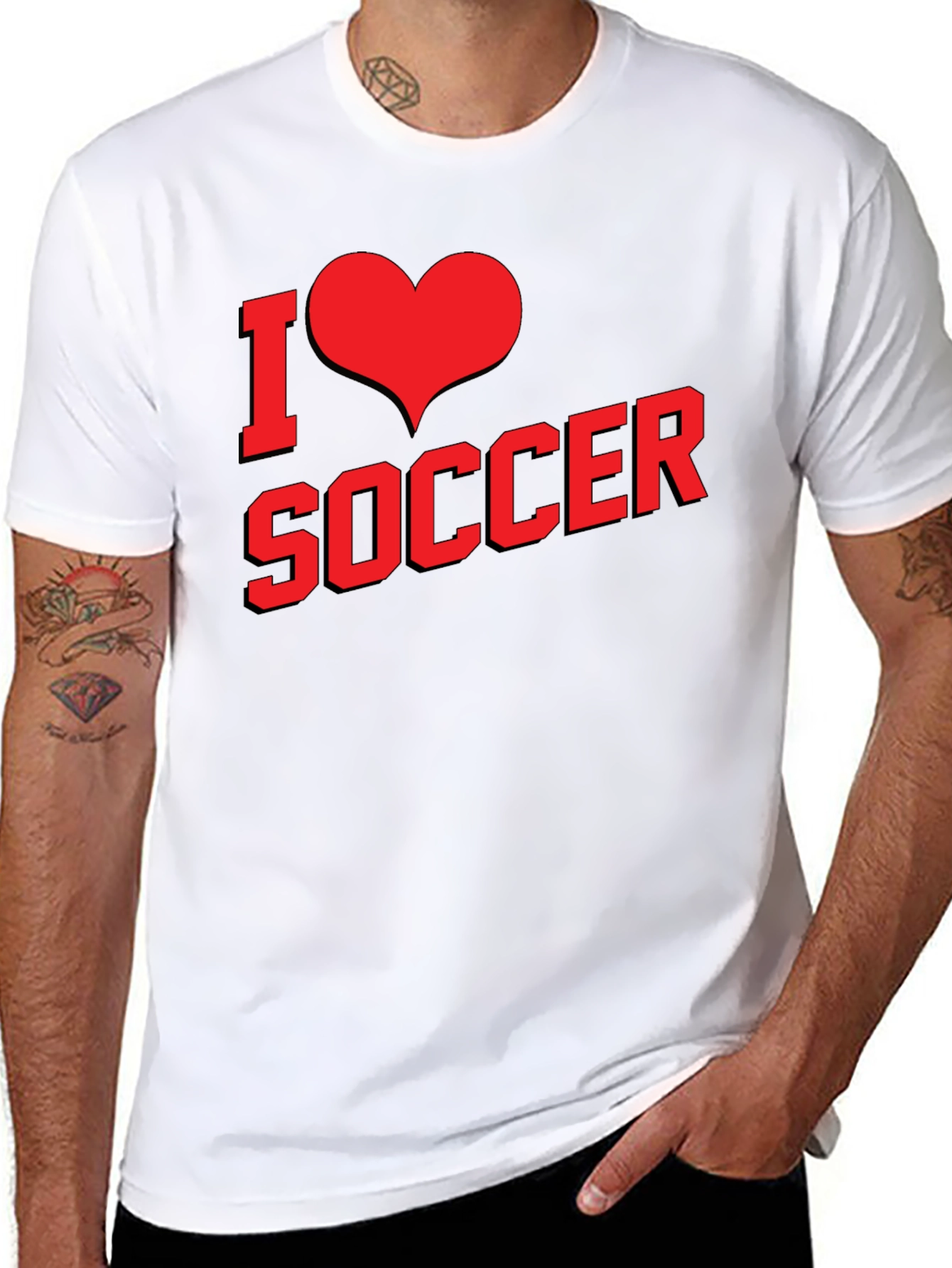 Black I Love Soccer Graphic Tee - Black Cotton T-Shirt view 8