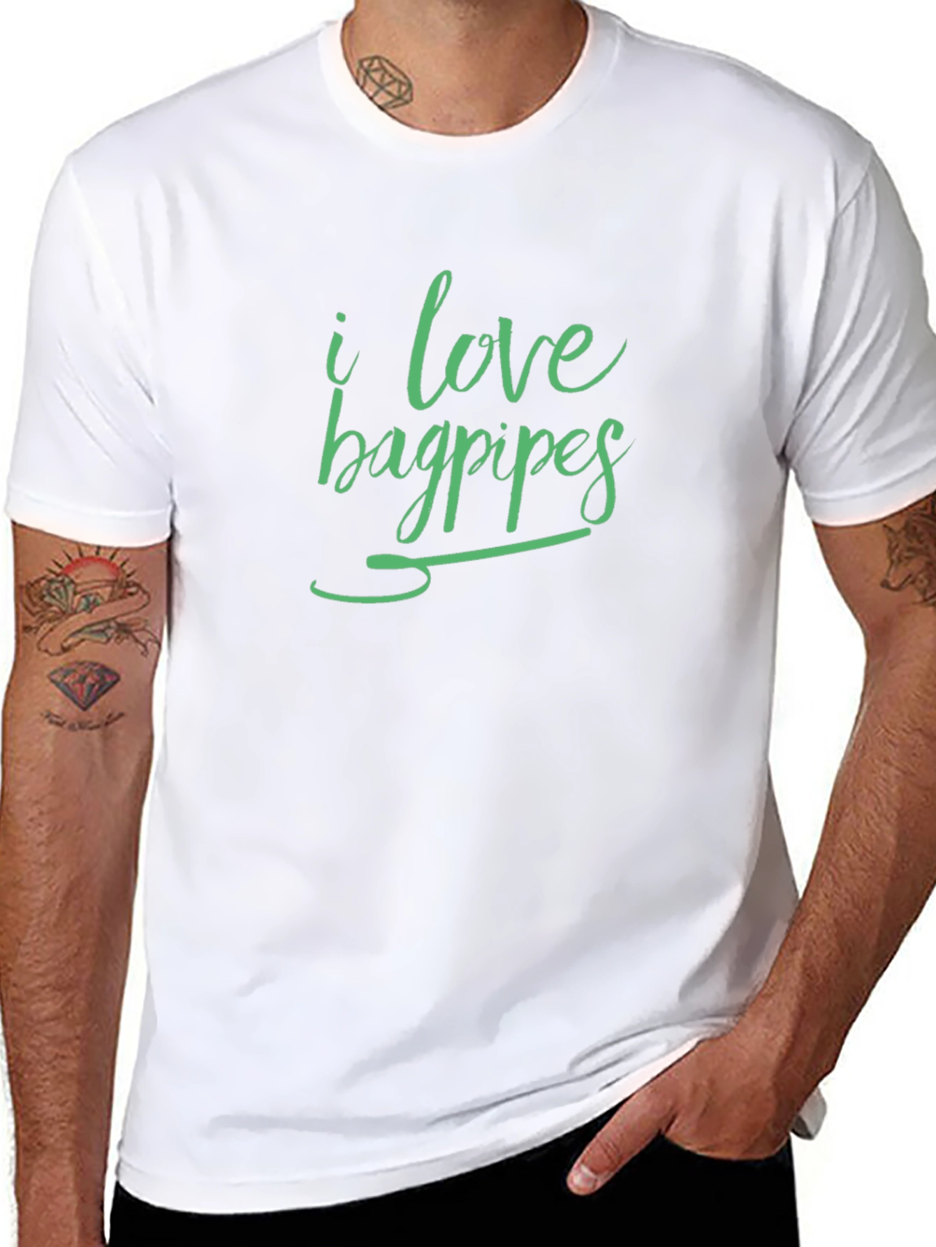 Black I Love Bagpipes Black T-Shirt view 8