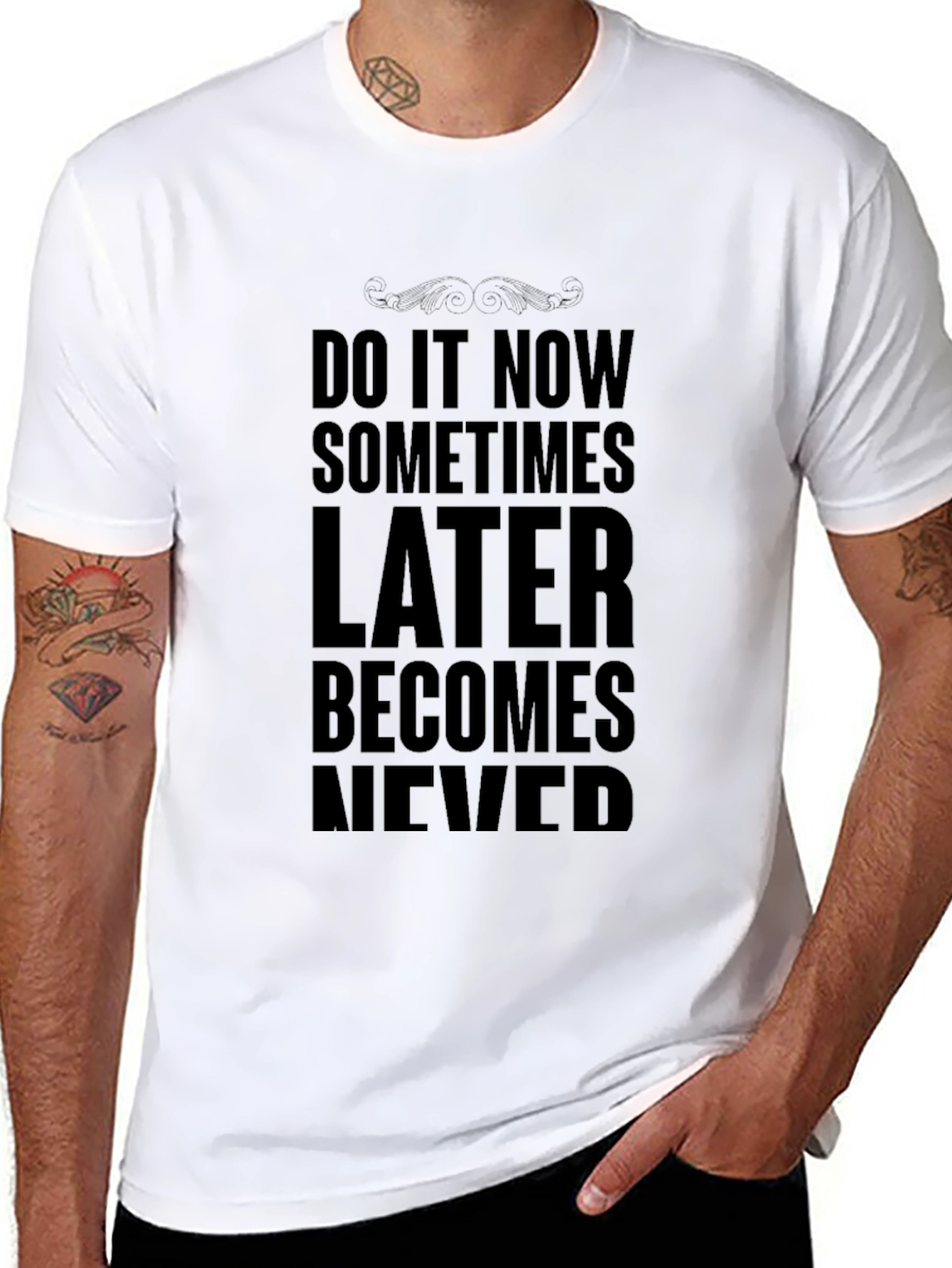 Black Motivational 'Do It Now' Black T-Shirt view 8