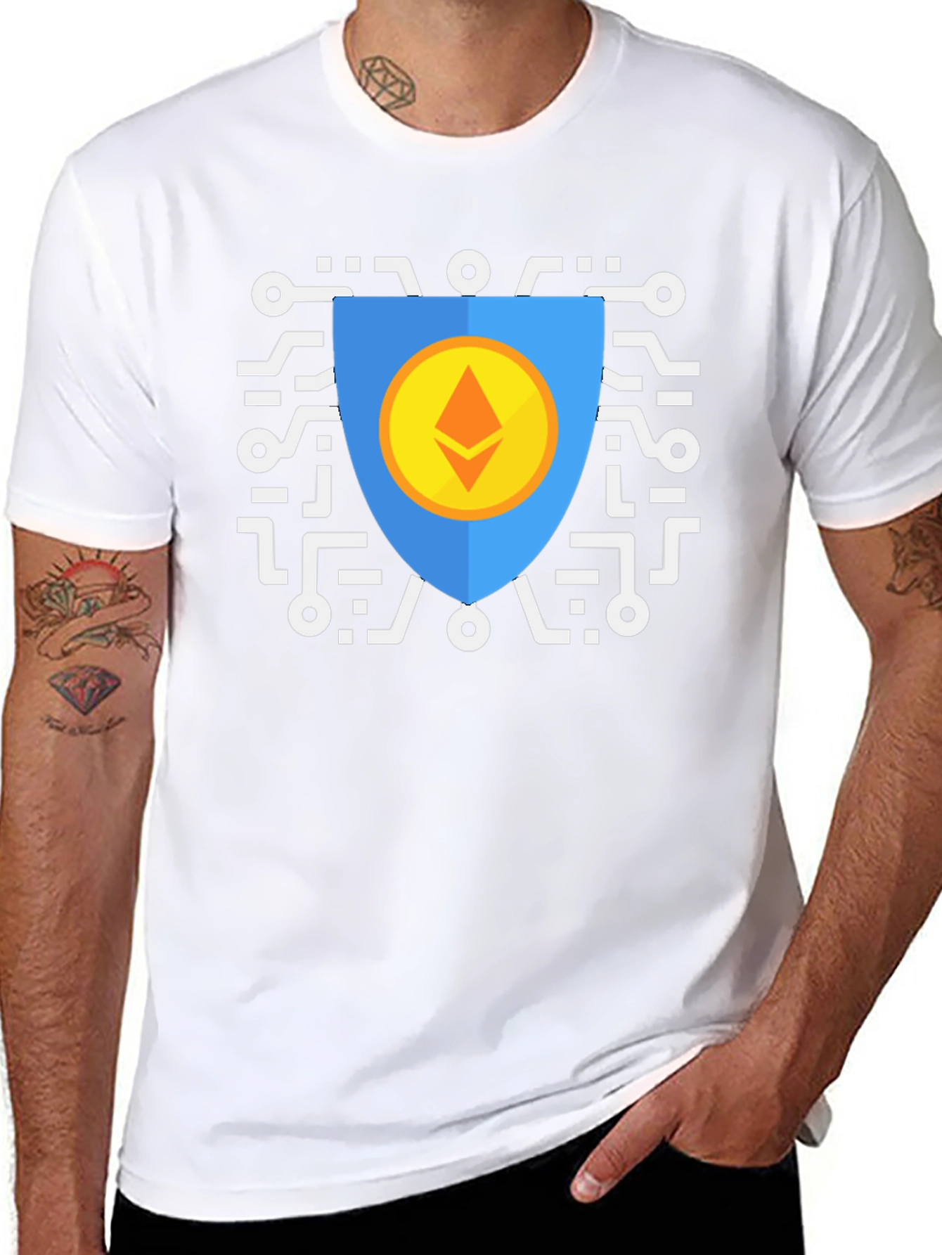 Black Ethereum Shield Graphic T-Shirt view 8