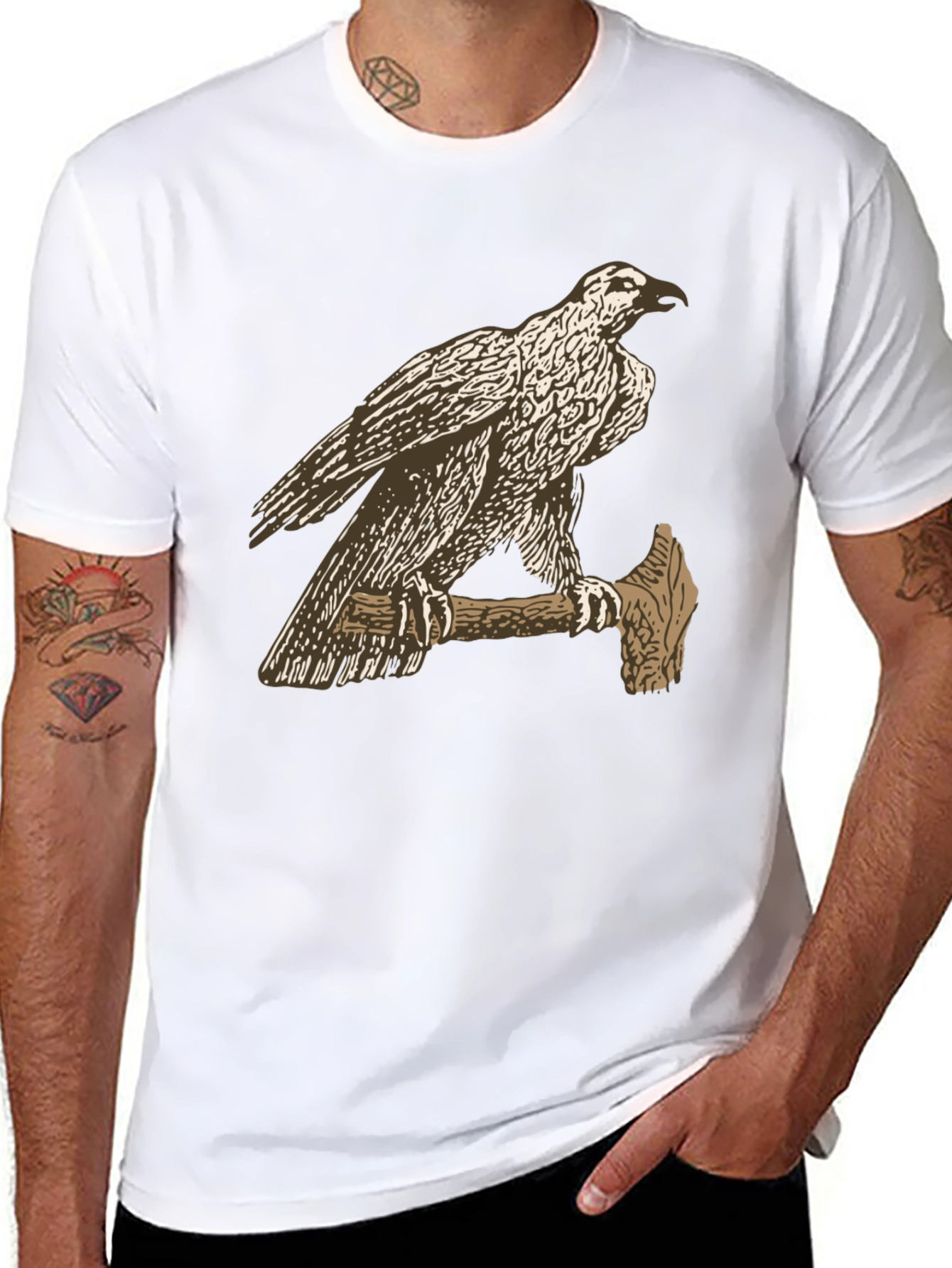 Black Eagle on Axe Black T-Shirt - Unique Graphic Tee view 8