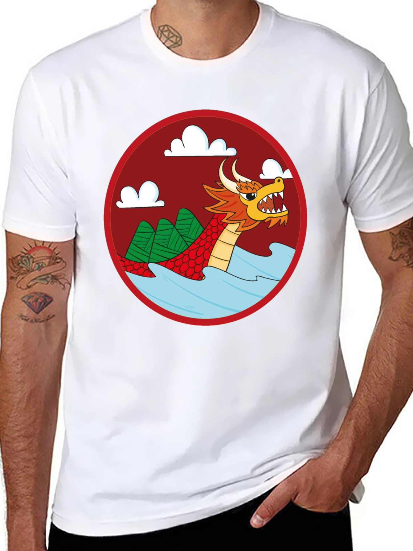 Black Dragon Graphic Tee - Black Crew Neck Cotton T-Shirt view 8