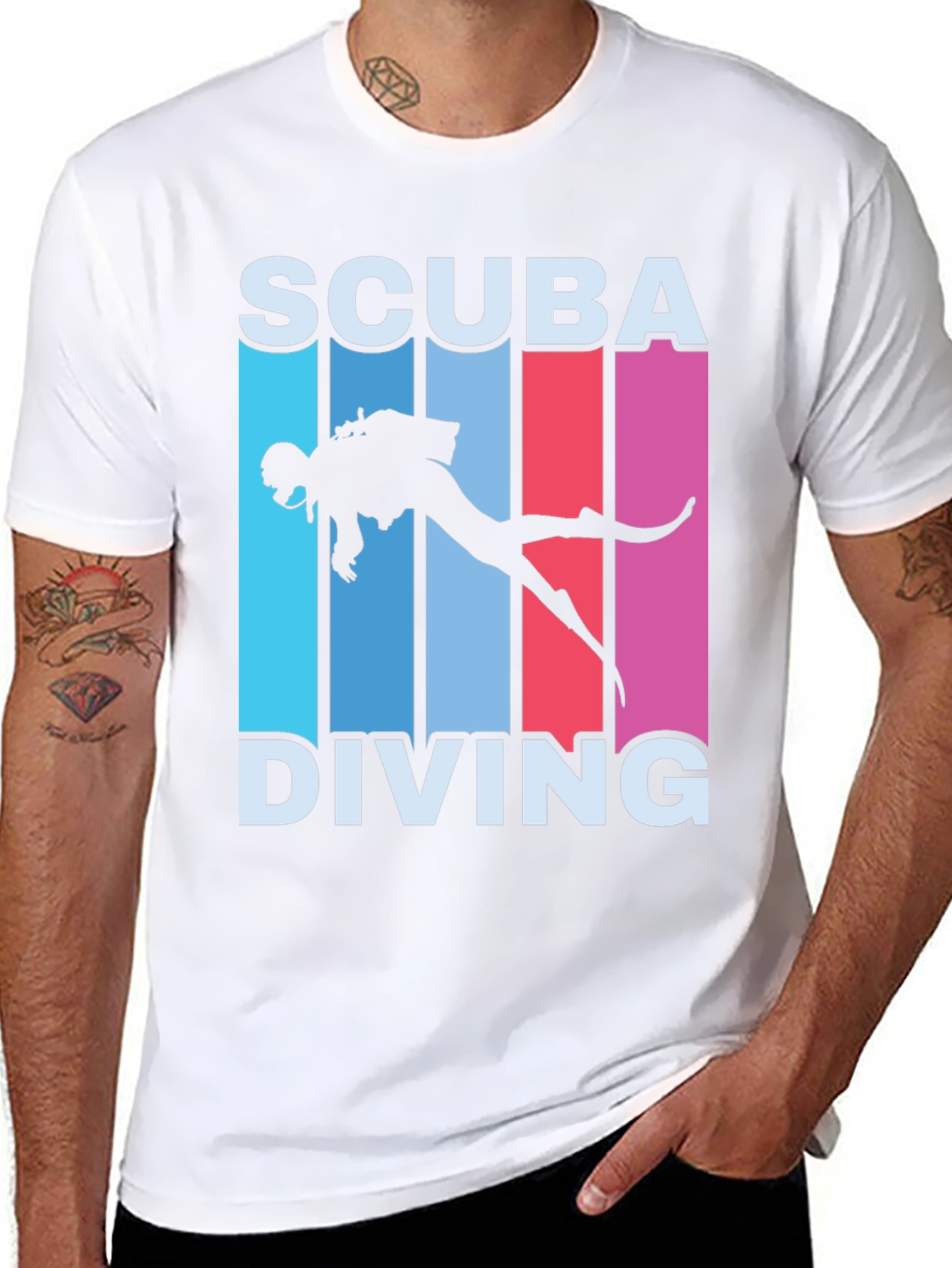 Black Scuba Diving Retro T-Shirt view 8