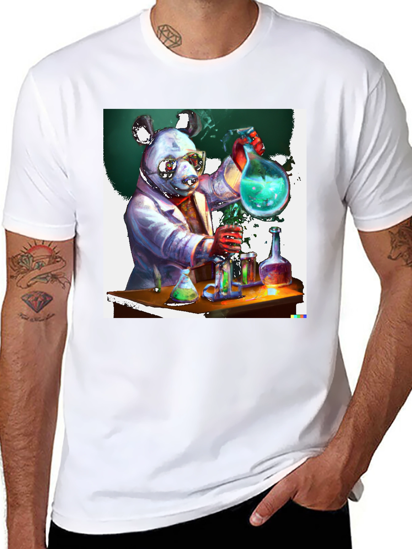 Black Scientist Panda Graphic Tee - Quirky & Unique view 8