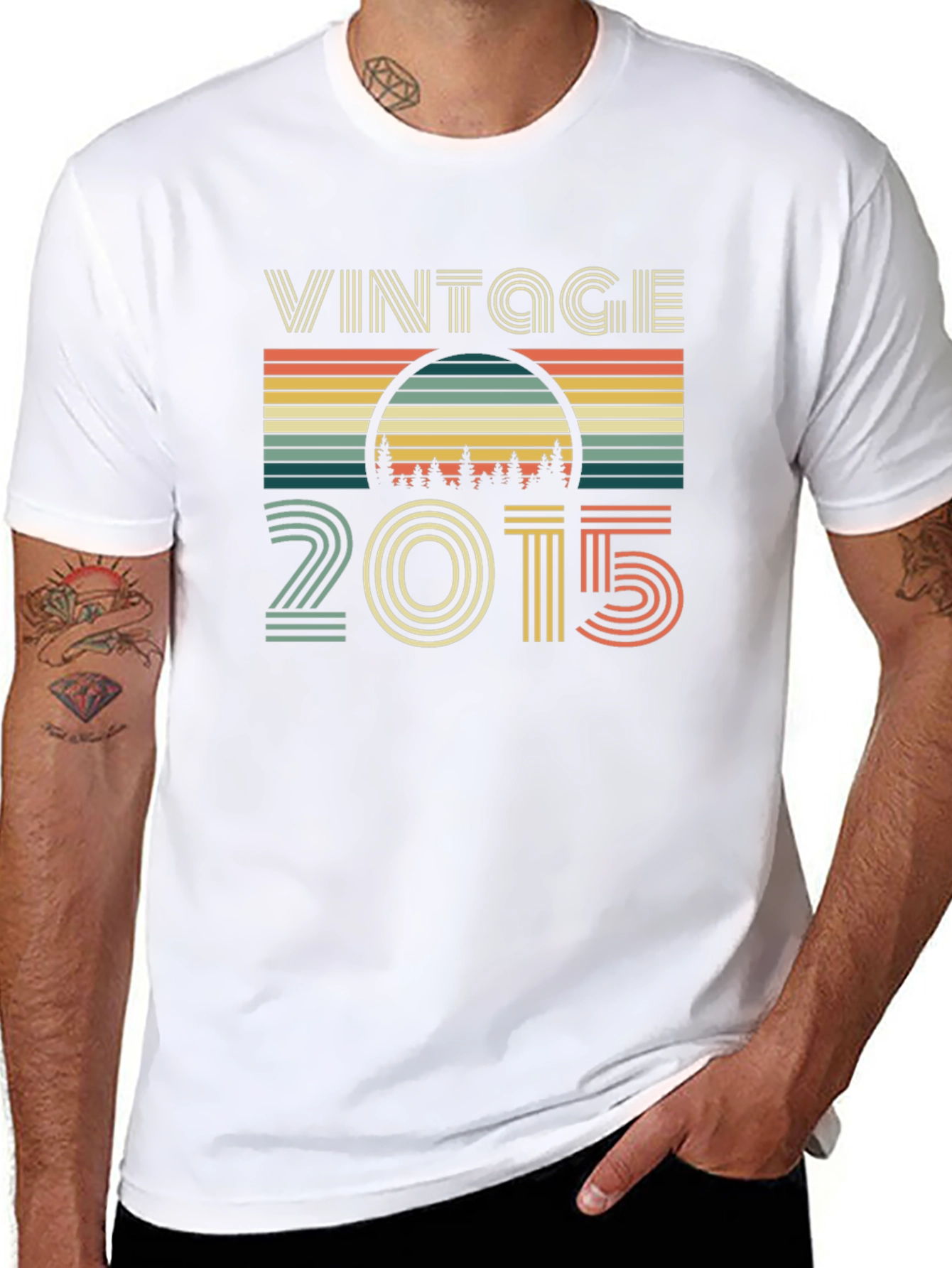 Black Vintage 2015 Retro T-Shirt view 8
