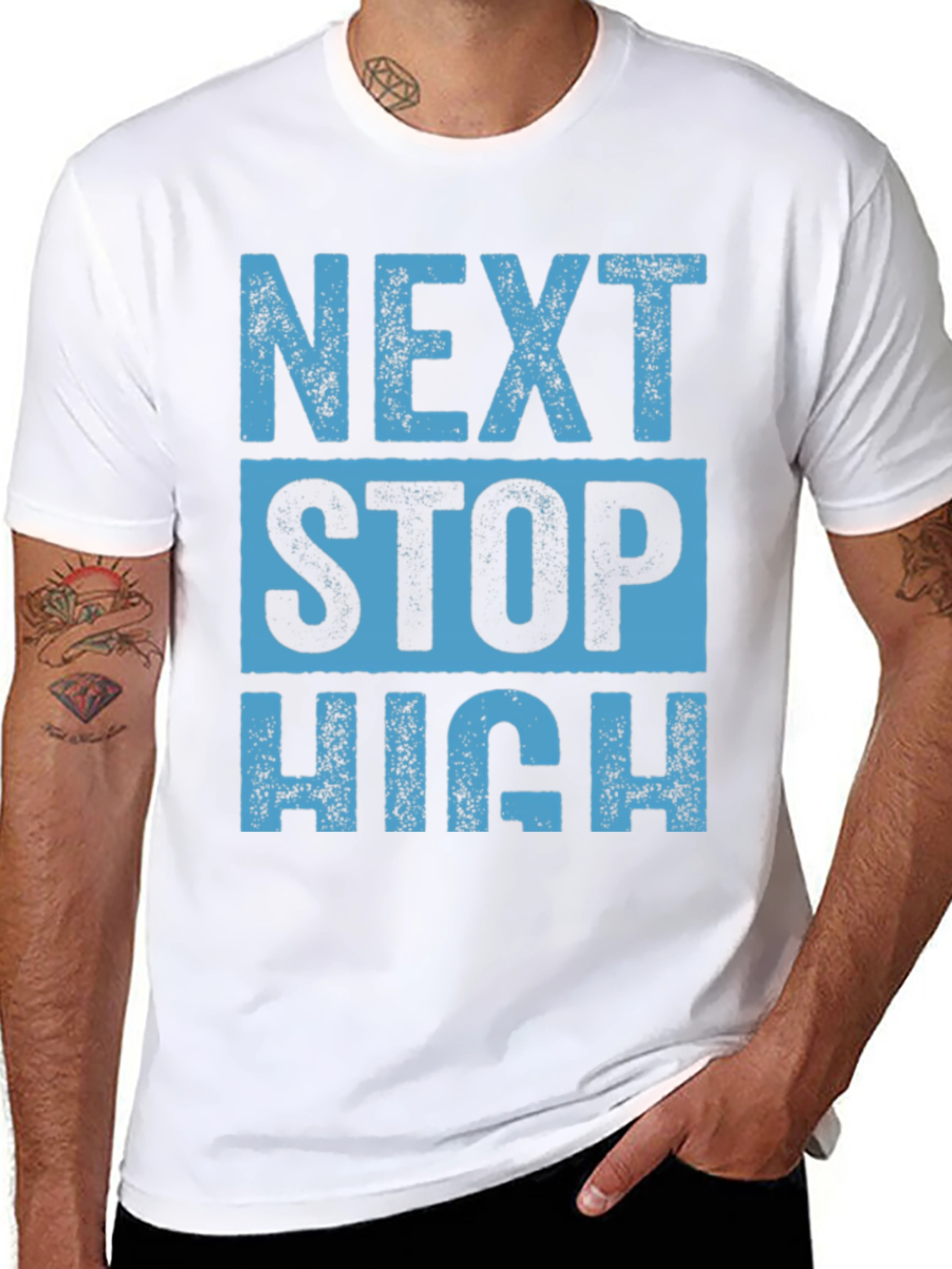 Black Next Stop High Black Graphic T-Shirt view 8