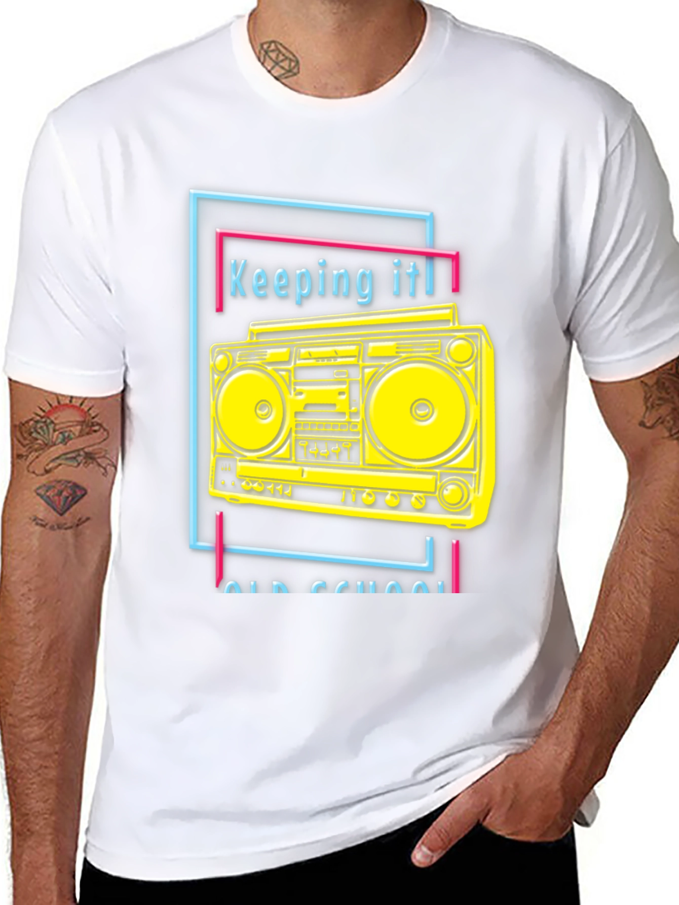 Black Retro Boombox Graphic Tee - Keeping It Old School view 8