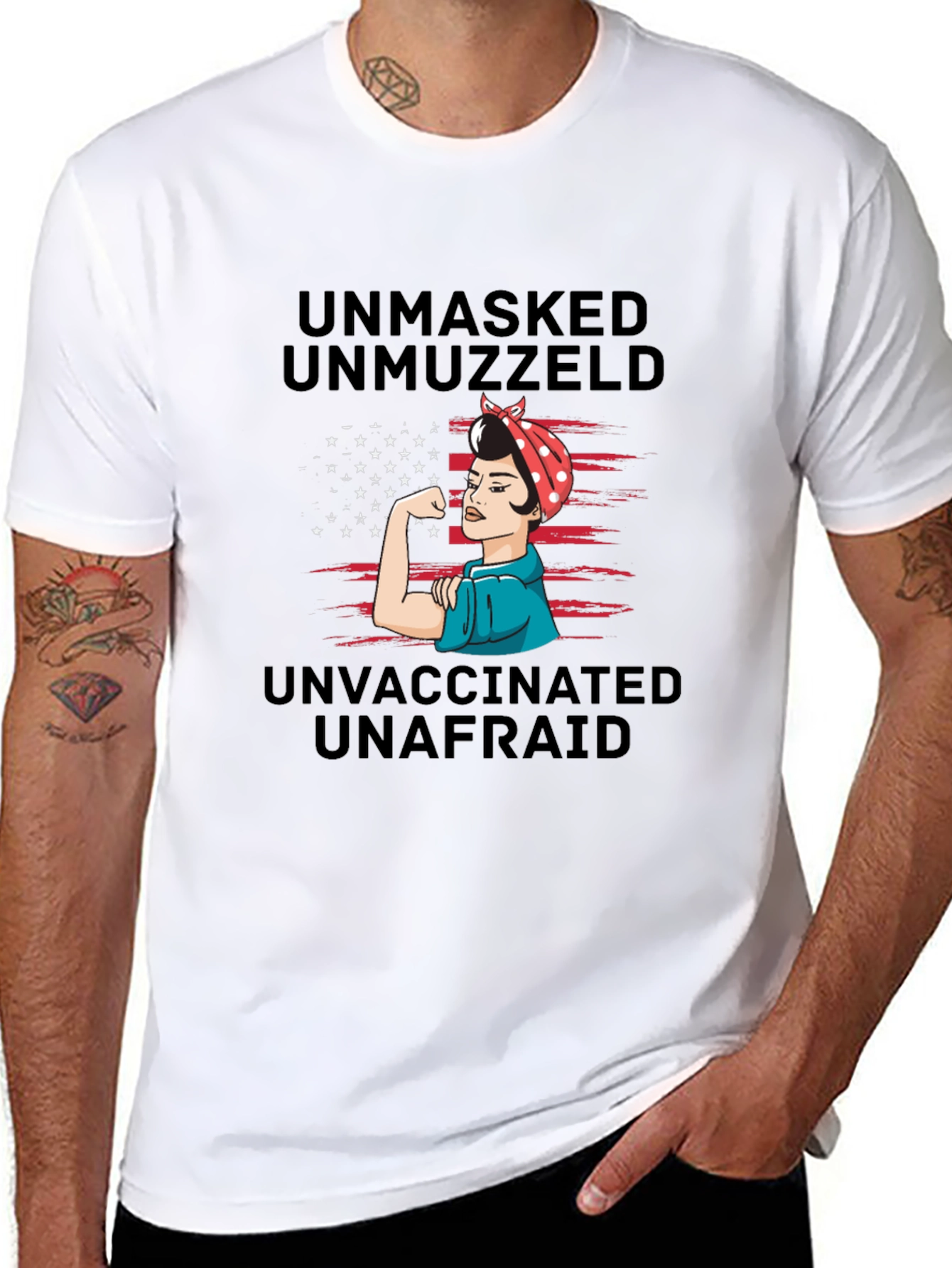 Black Unmasked Unmuzzled Unafraid Graphic Tee view 8