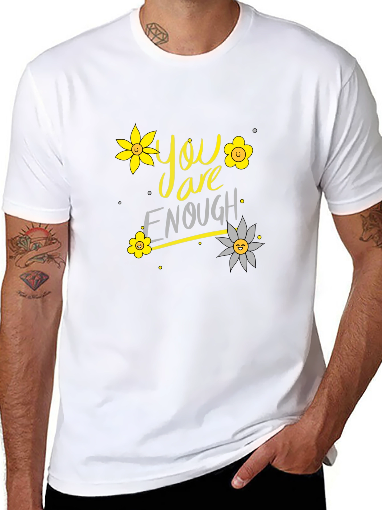 Black You Are Enough Floral Graphic T-Shirt view 8