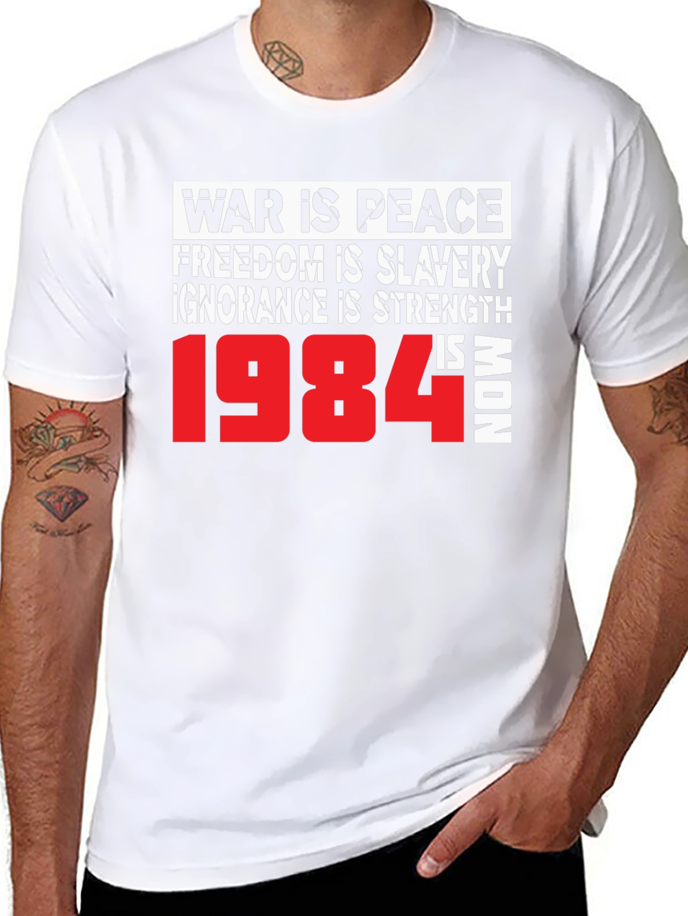 Black 1984 is NOW Men's Graphic Tee view 8