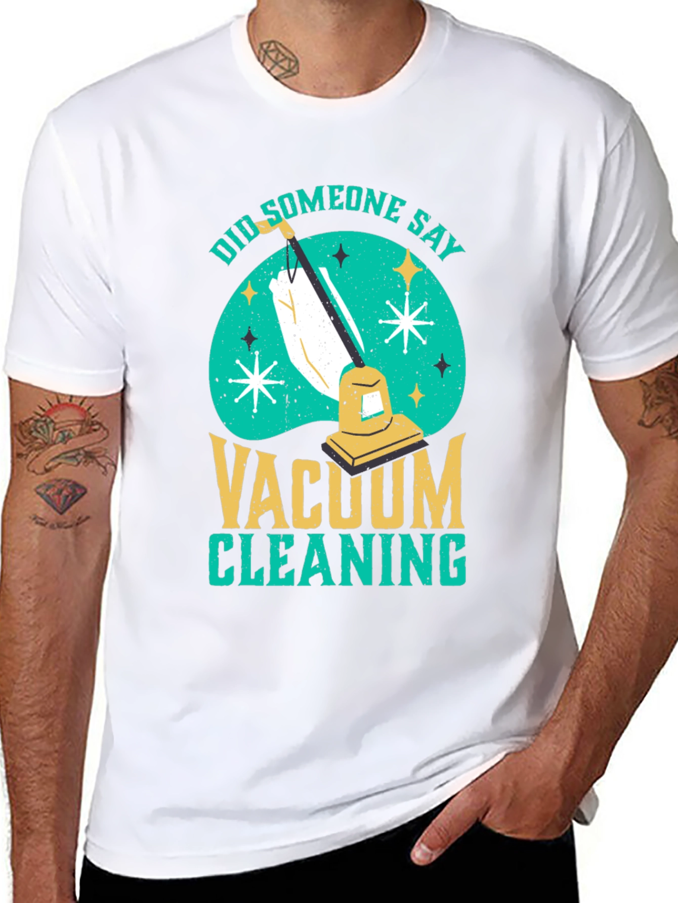 Black Funny Vacuum Cleaning T-Shirt view 8