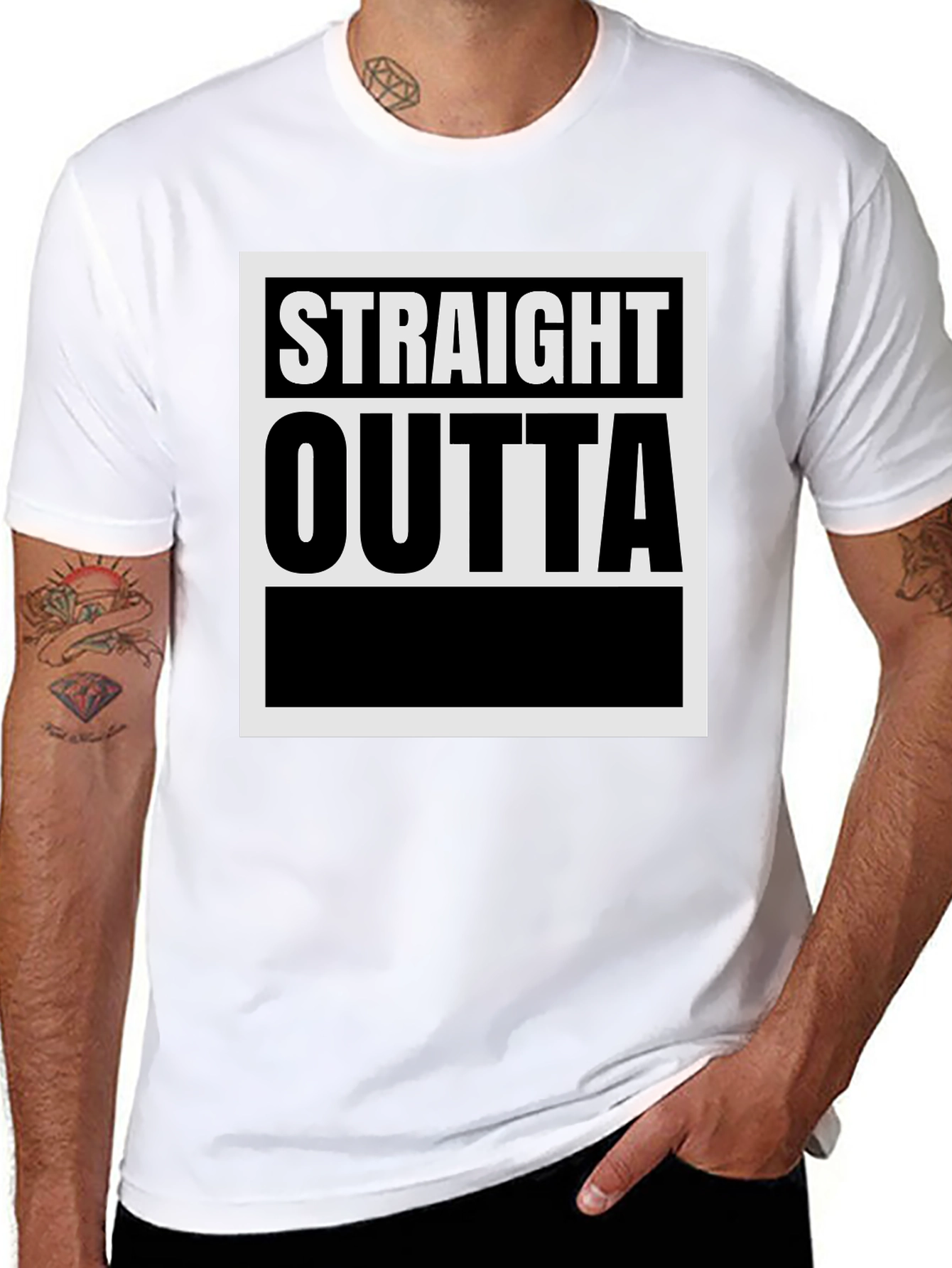 Black Straight Outta T-Shirt - Classic Graphic Tee view 8
