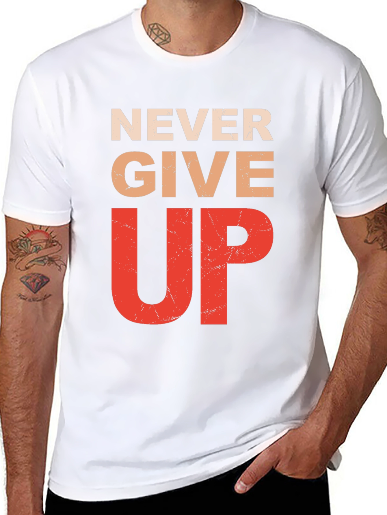 Black Never Give Up Graphic Tee - Inspirational Motivation Shirt view 8