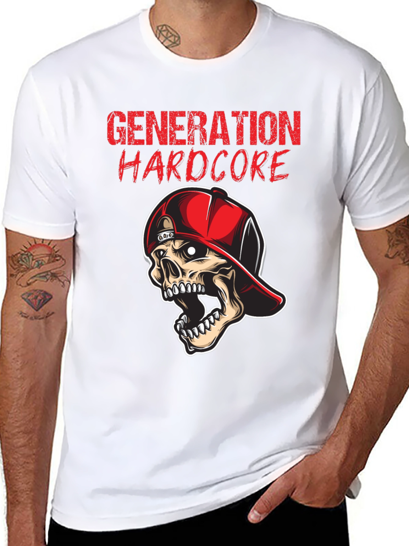 Black Generation Hardcore Skull Graphic Tee - Black Cotton T-Shirt view 8