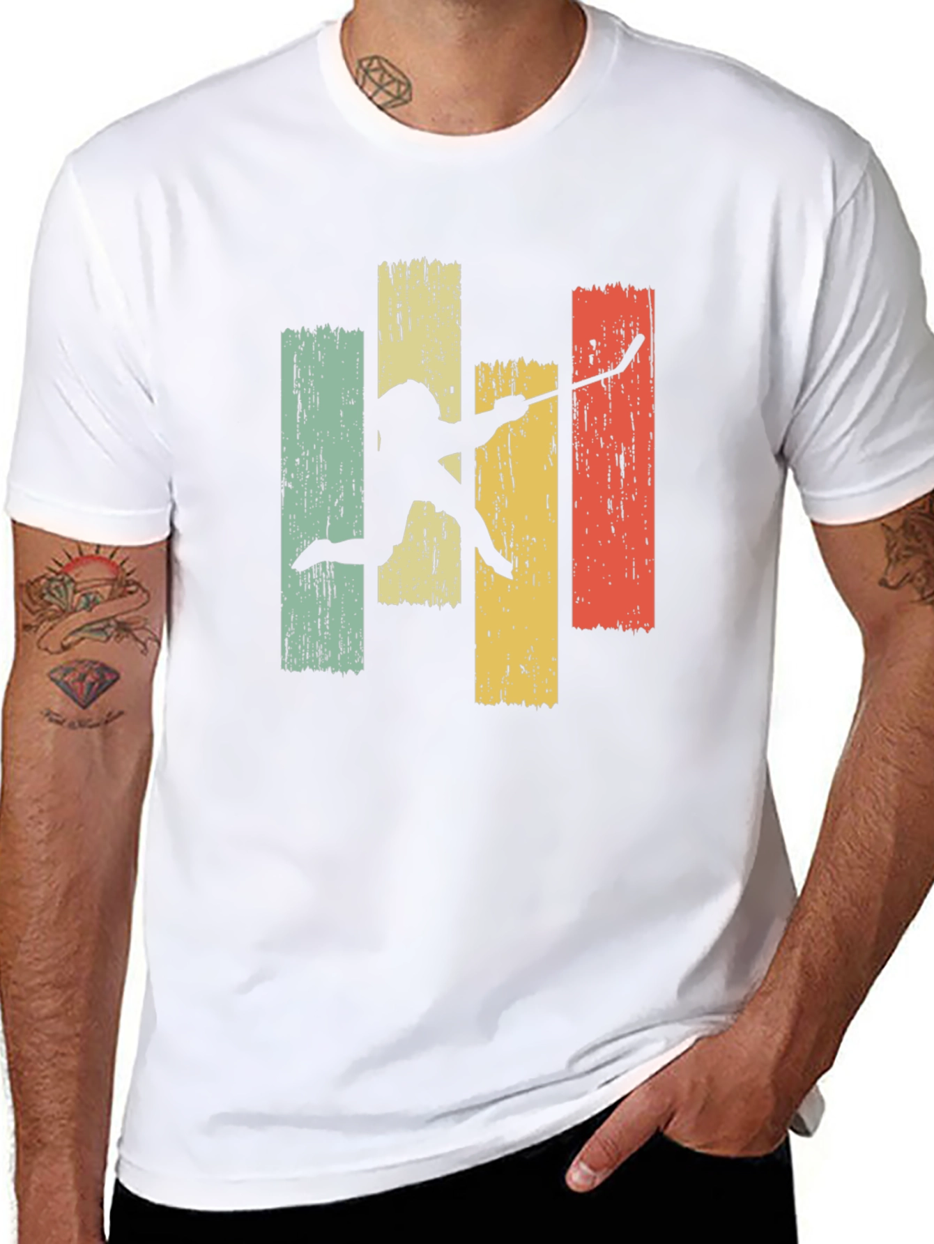 Black Retro Hockey Player Graphic Tee view 8
