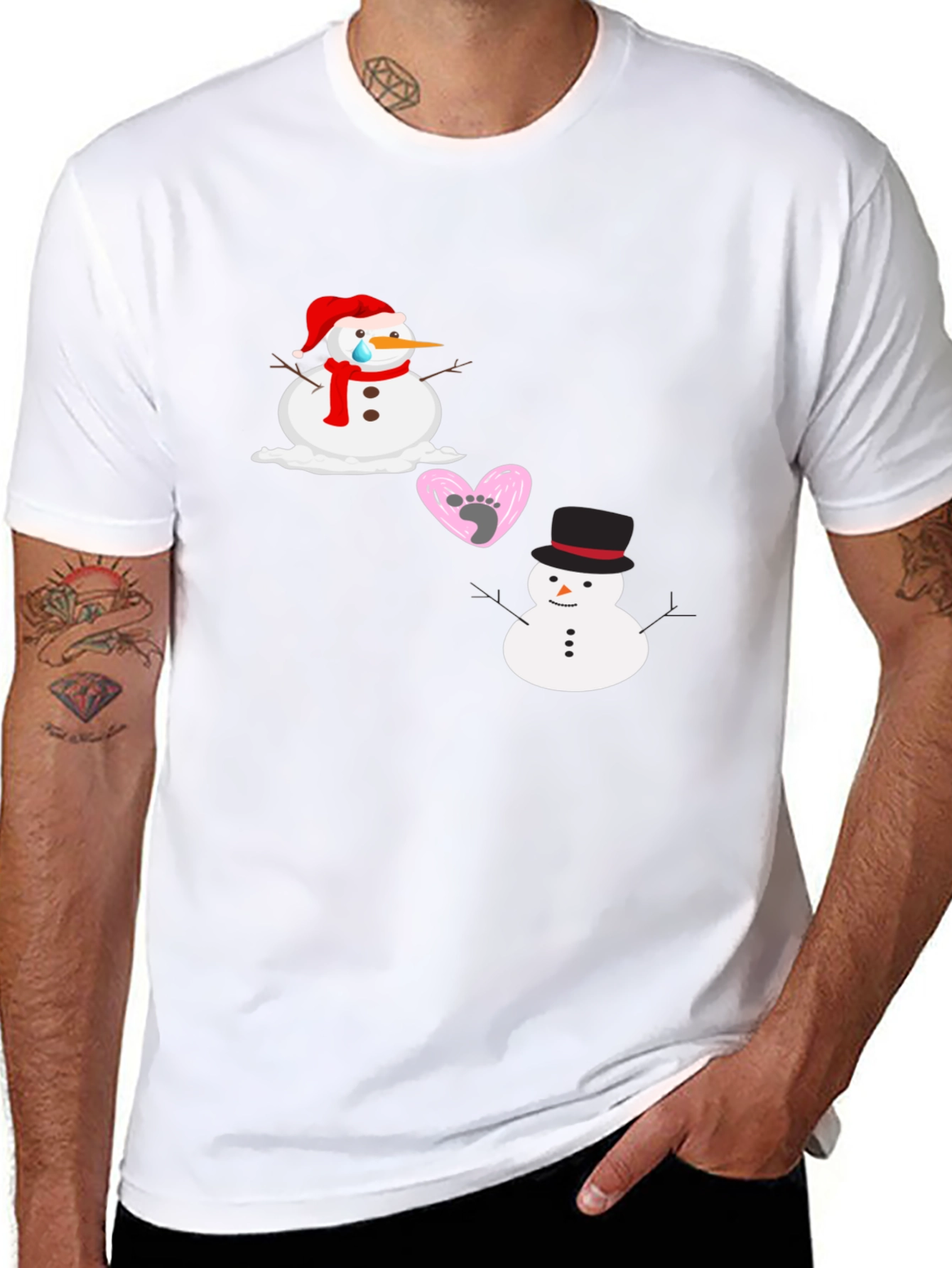 Black Sad Snowman T-Shirt view 8