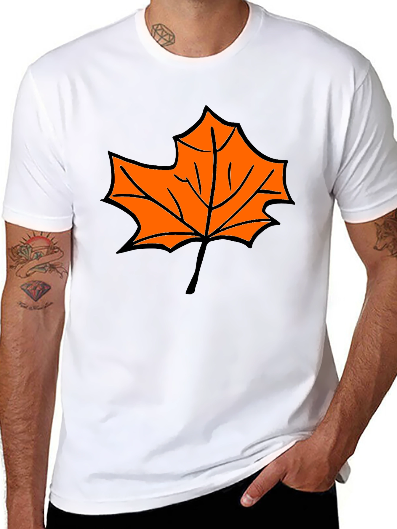 Black Maple Leaf Graphic Tee - Black Casual Shirt view 8