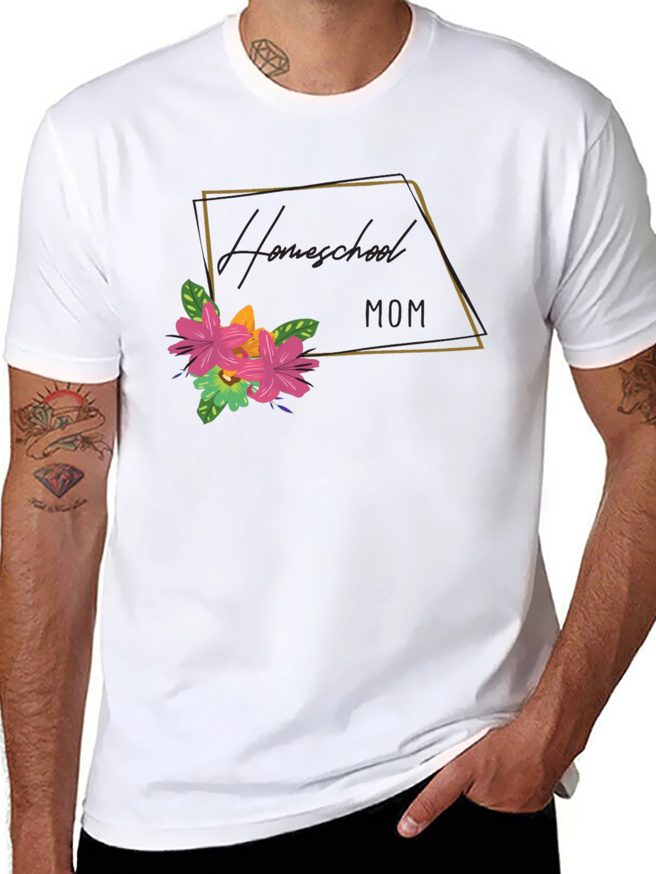 Black Homeschool Mom Floral Graphic Tee - Soft Cotton view 8