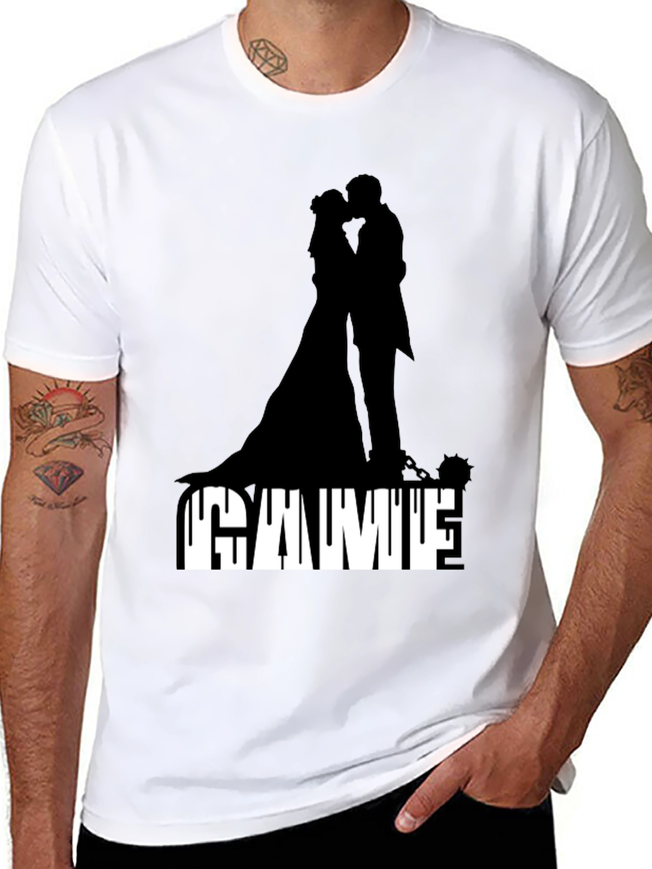 Black Gamufe Wedding Silhouette Graphic Tee - Black view 8