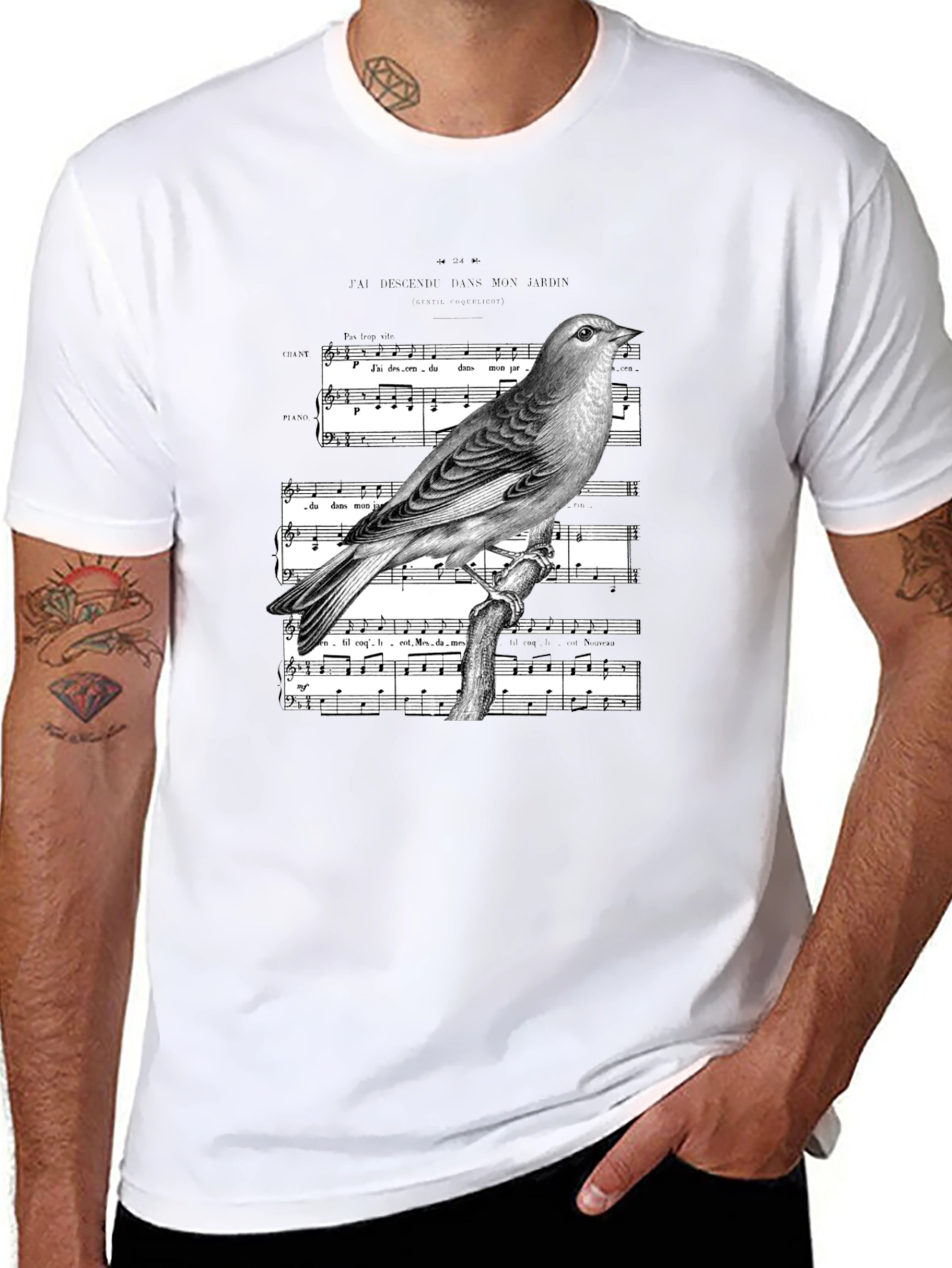 Black Bird on Sheet Music Graphic Tee - Classic Black view 8