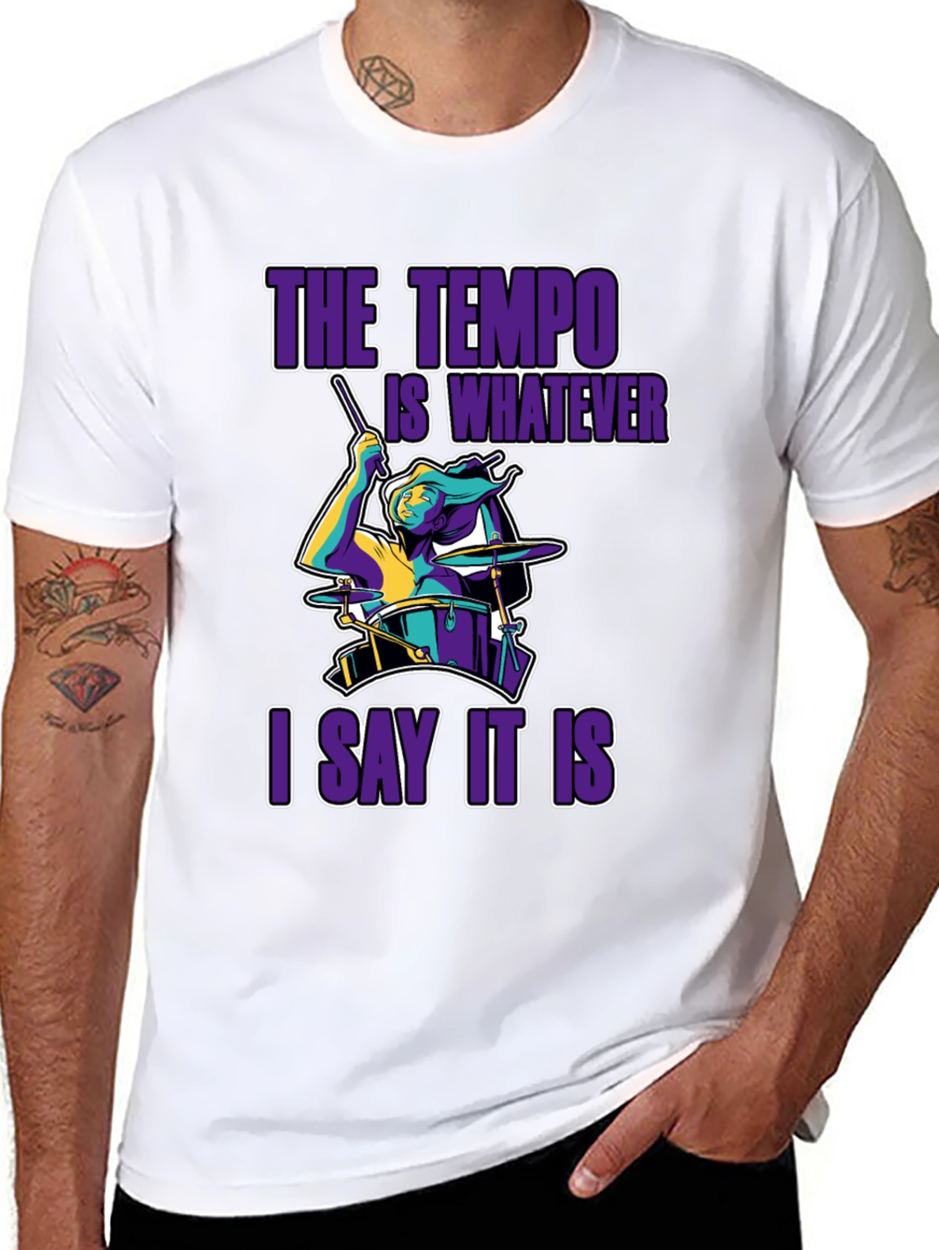 Black The Tempo Is Whatever I Say It Is T-Shirt view 8