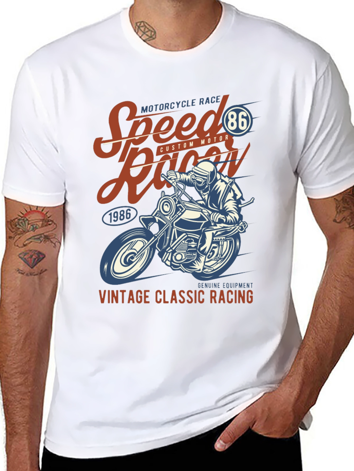 Black Vintage Motorcycle Racing Graphic T-Shirt view 8