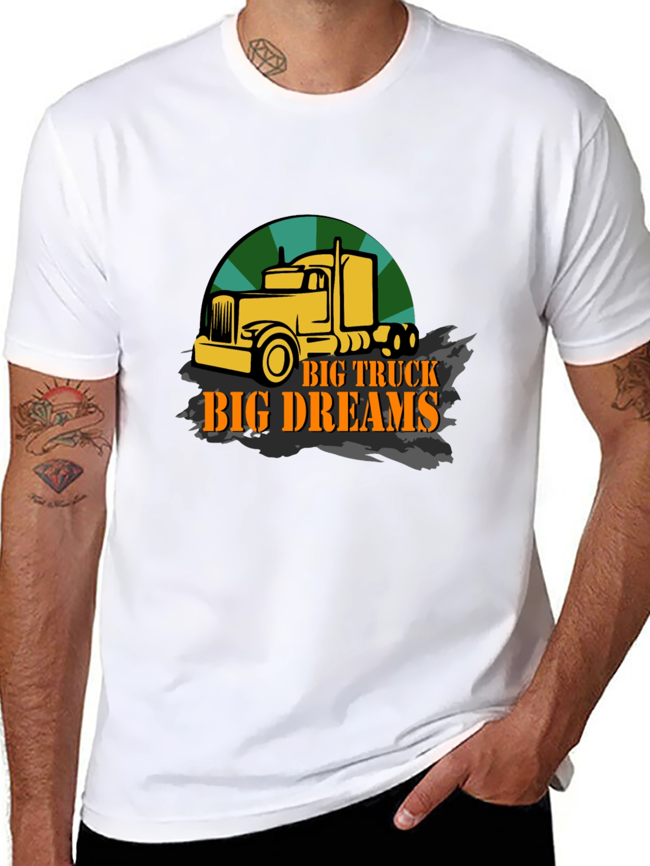 Black Big Truck Big Dreams Black Graphic T-Shirt view 8