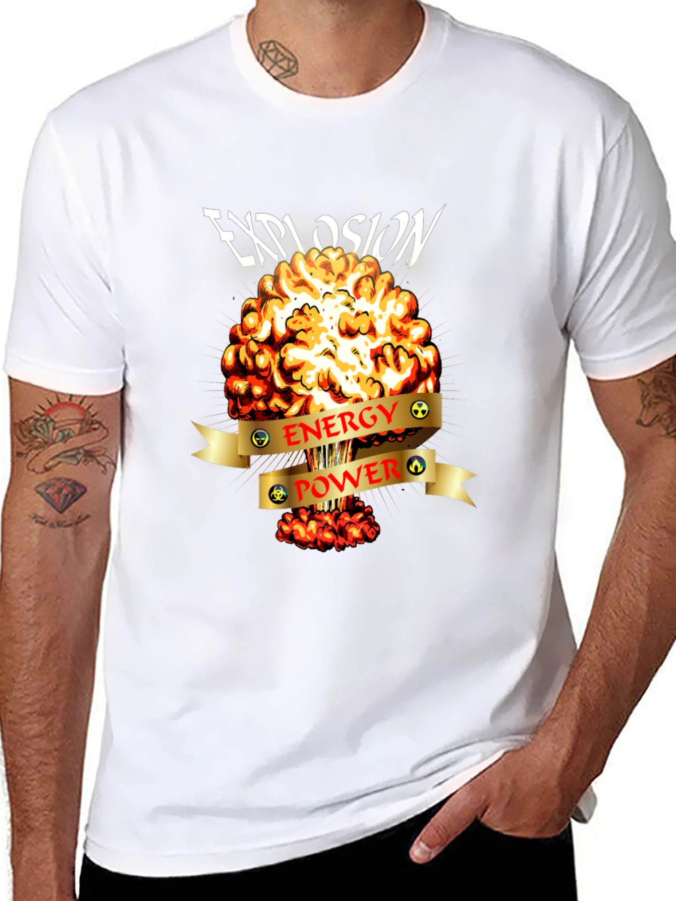 Black Explosion Energy Power Graphic Tee view 8