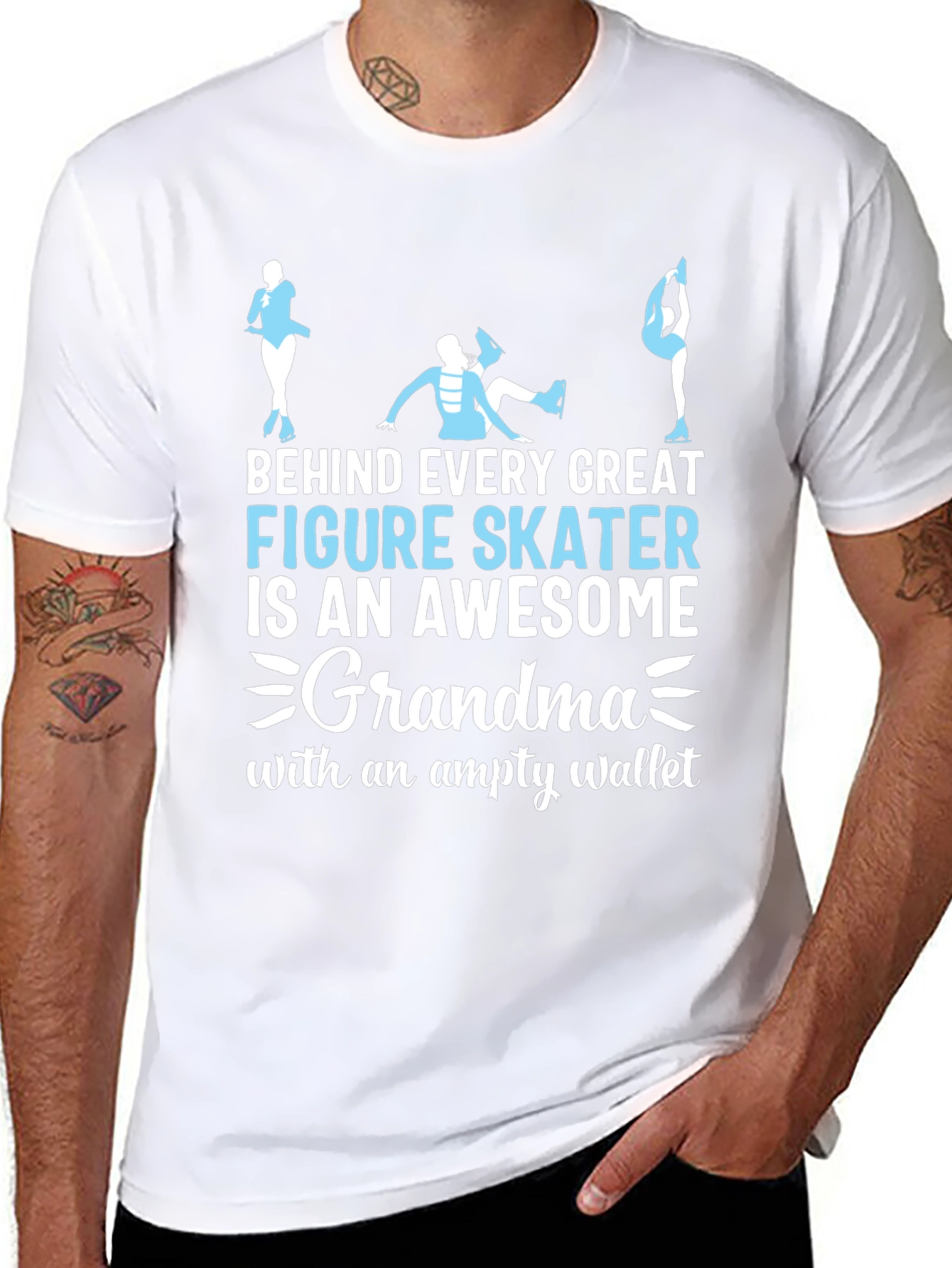 Black Awesome Grandma Figure Skater T-Shirt view 8