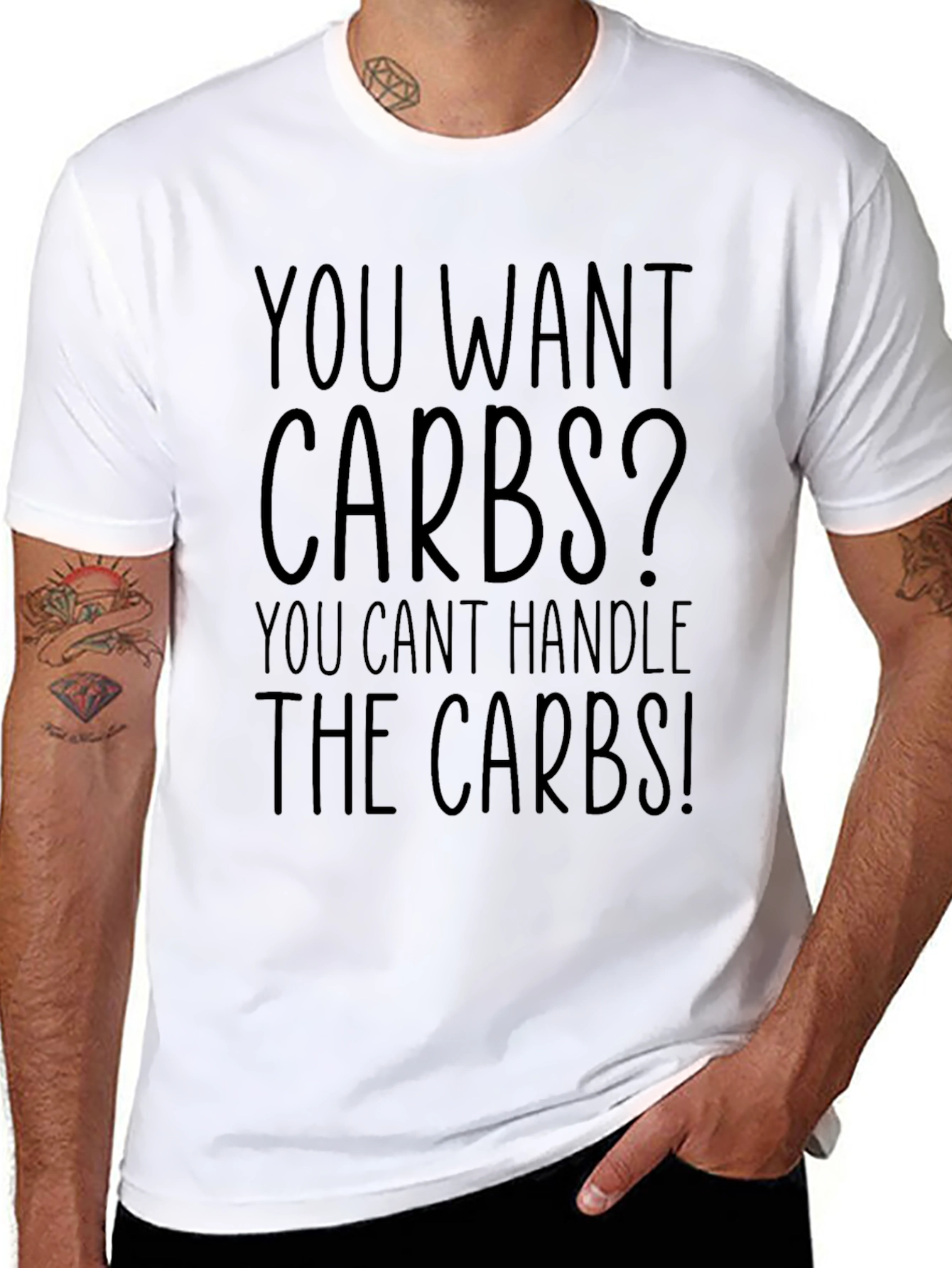 Black Carbs Graphic Tee - You Can't Handle the Carbs! T-Shirt view 8