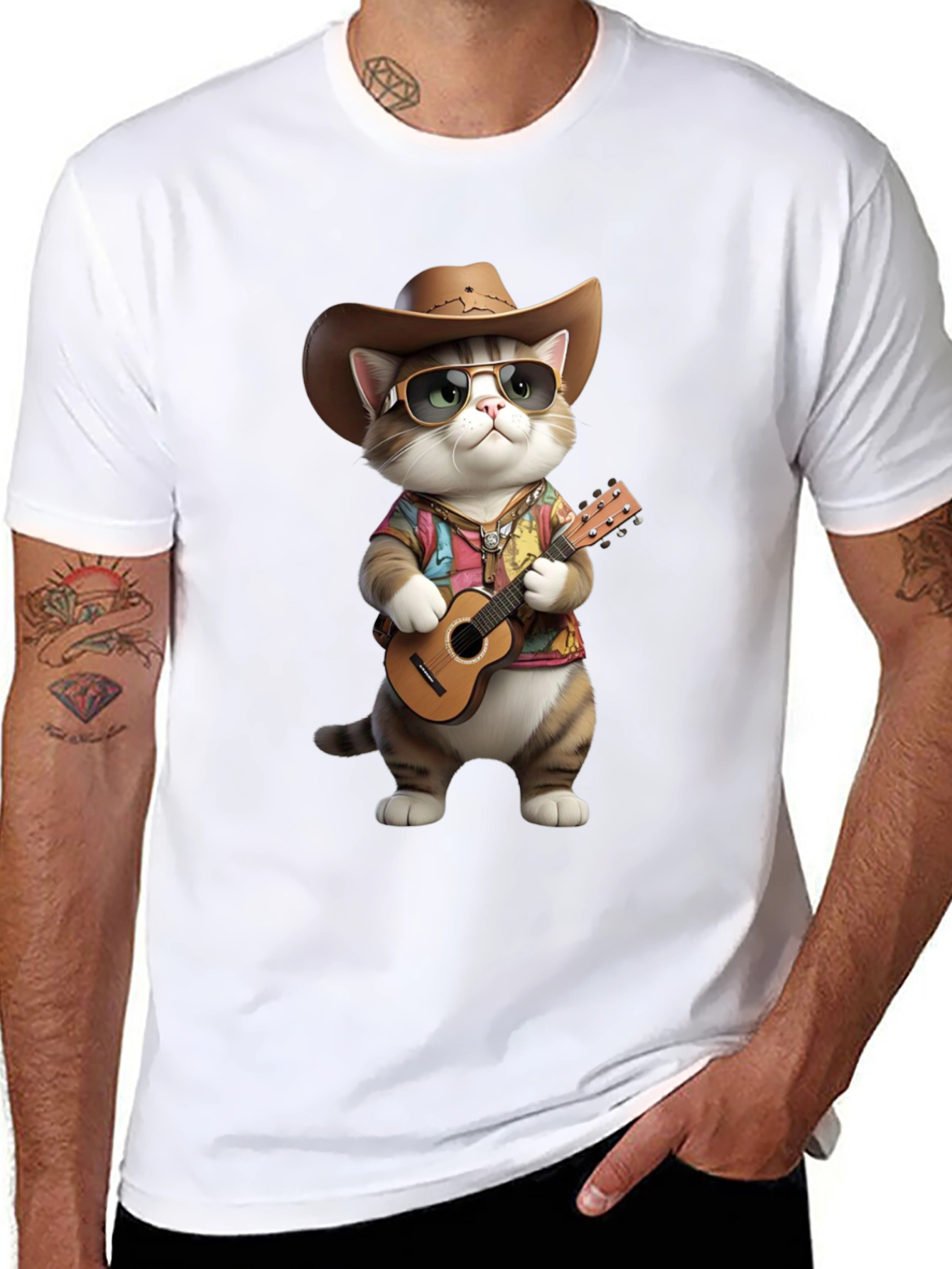Black Cool Cat Cowboy T-Shirt view 8