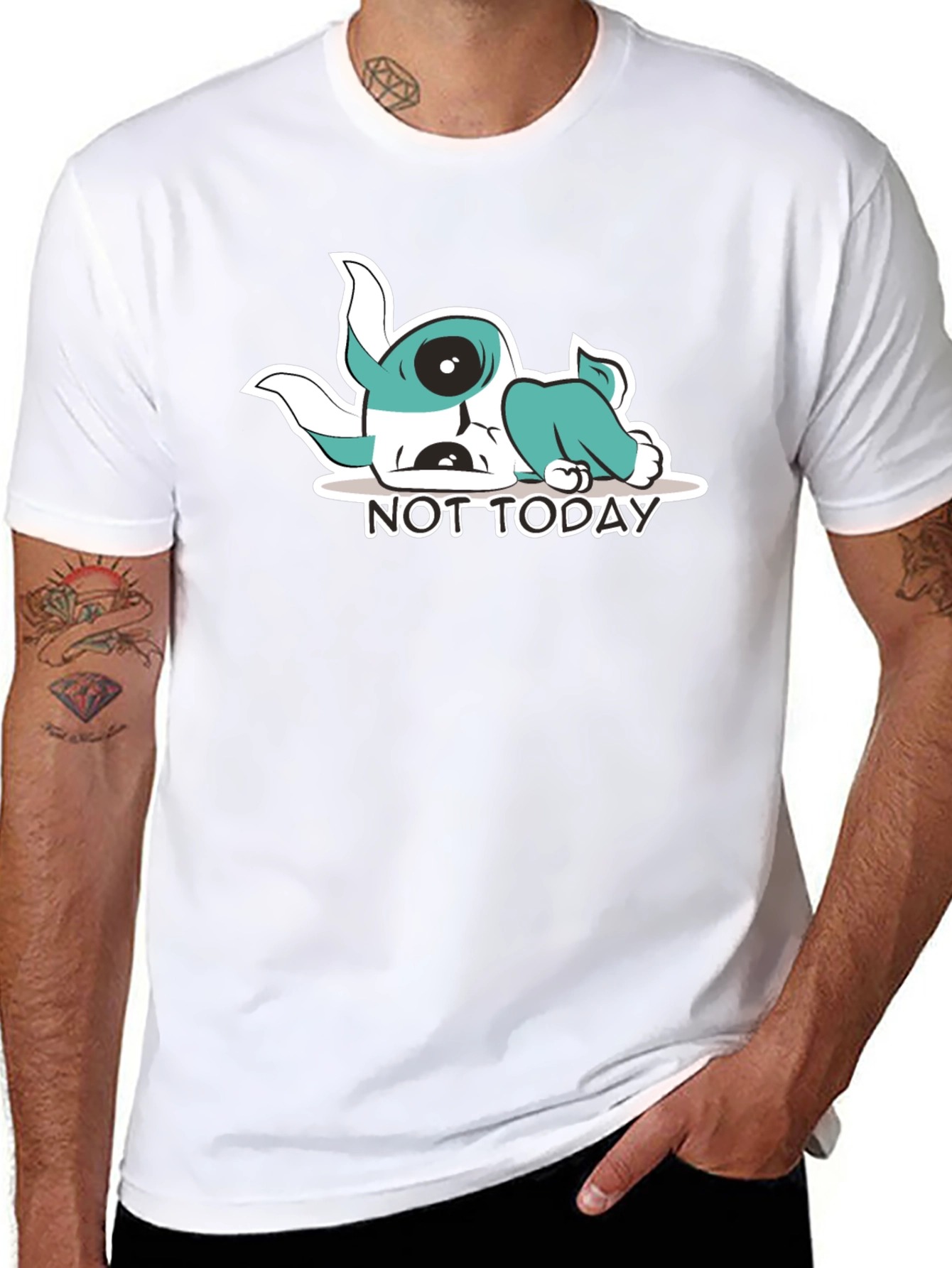 Black Not Today Graphic Tee - Black Cotton Comfort view 8