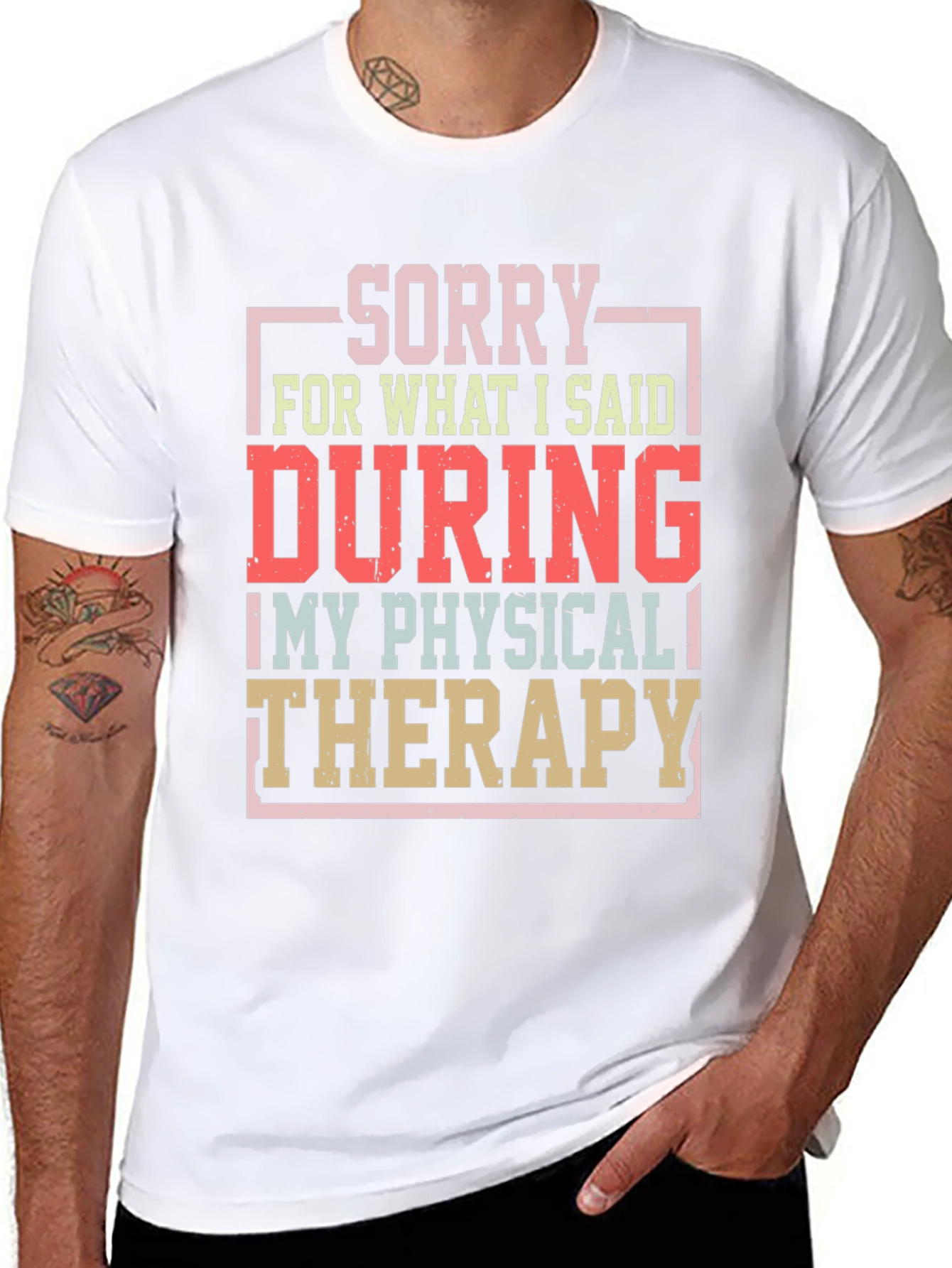 Black Sorry Physical Therapy T-Shirt Funny Workout Tee view 8