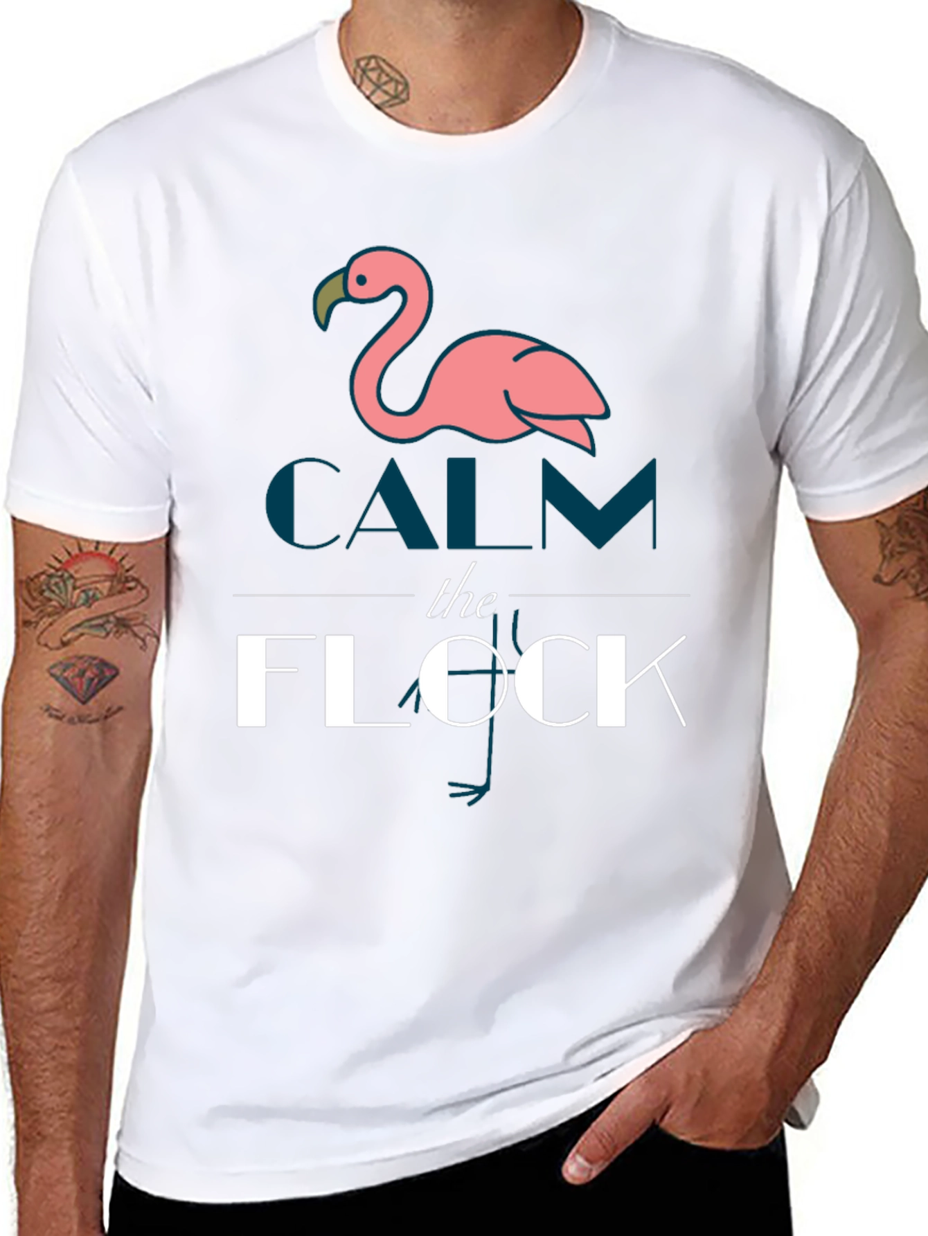 Black Calm The Flock Flamingo Graphic T-Shirt view 8