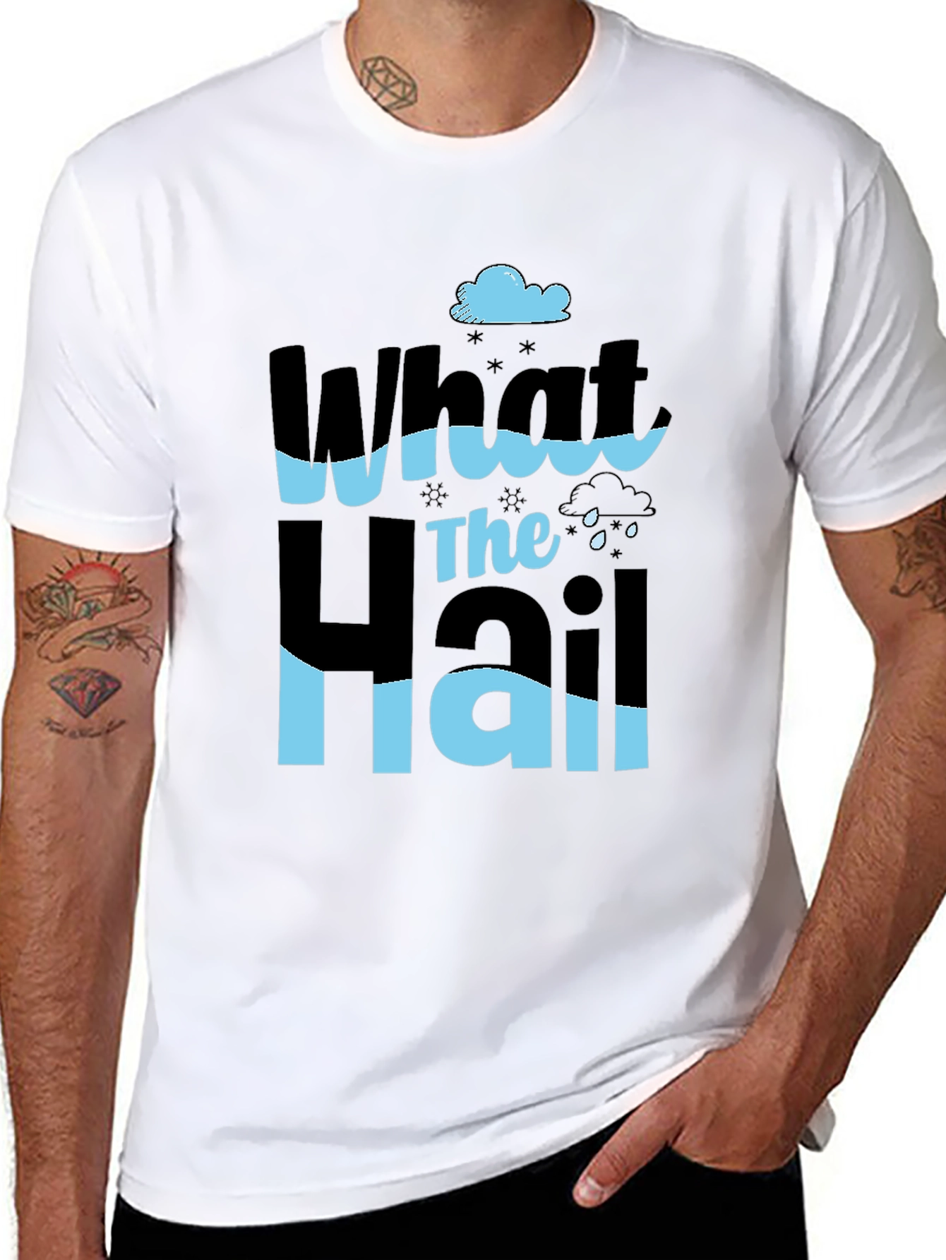 Black What the Hail T-Shirt - Weather Pun Tee view 8