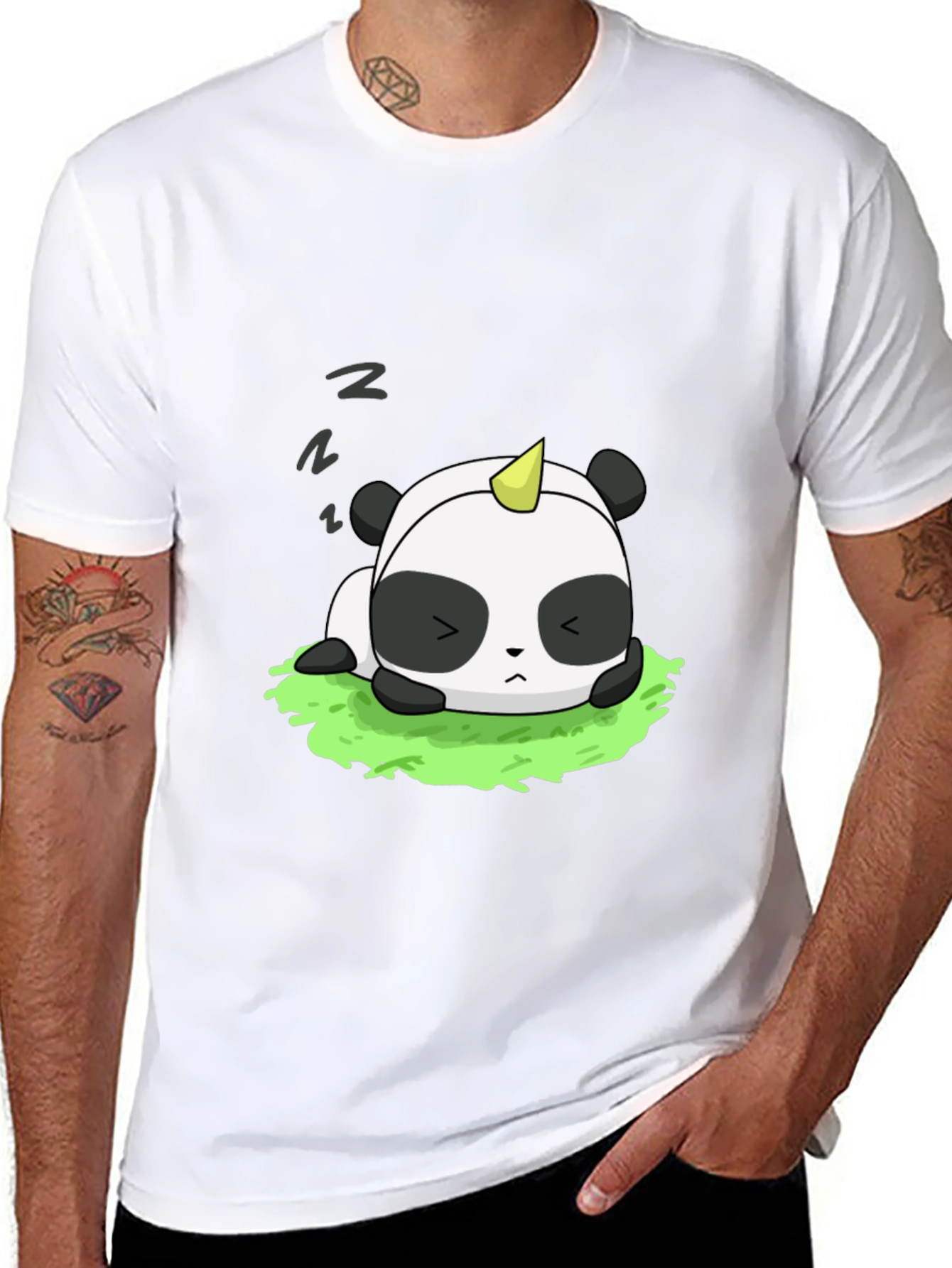 Black Cute Panda Unicorn Black T-Shirt view 8