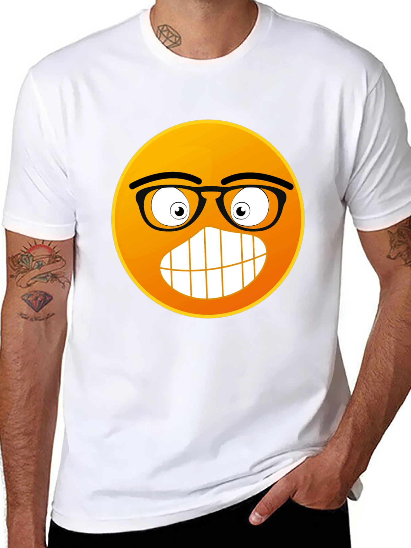 Black Nerdy Emoji Black T-Shirt: Express Yourself! view 8