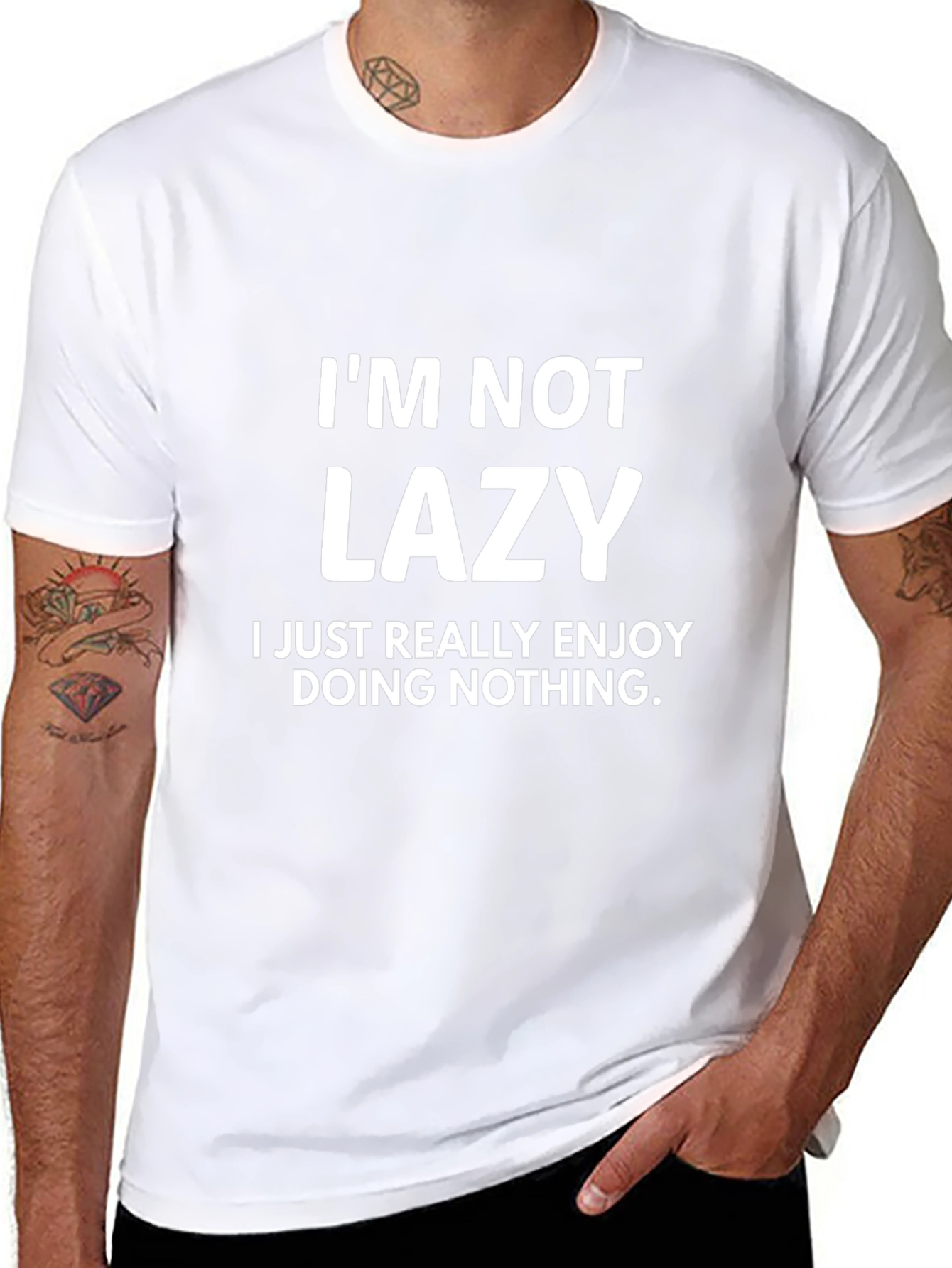 Black I'm Not Lazy Graphic Tee - Black view 8